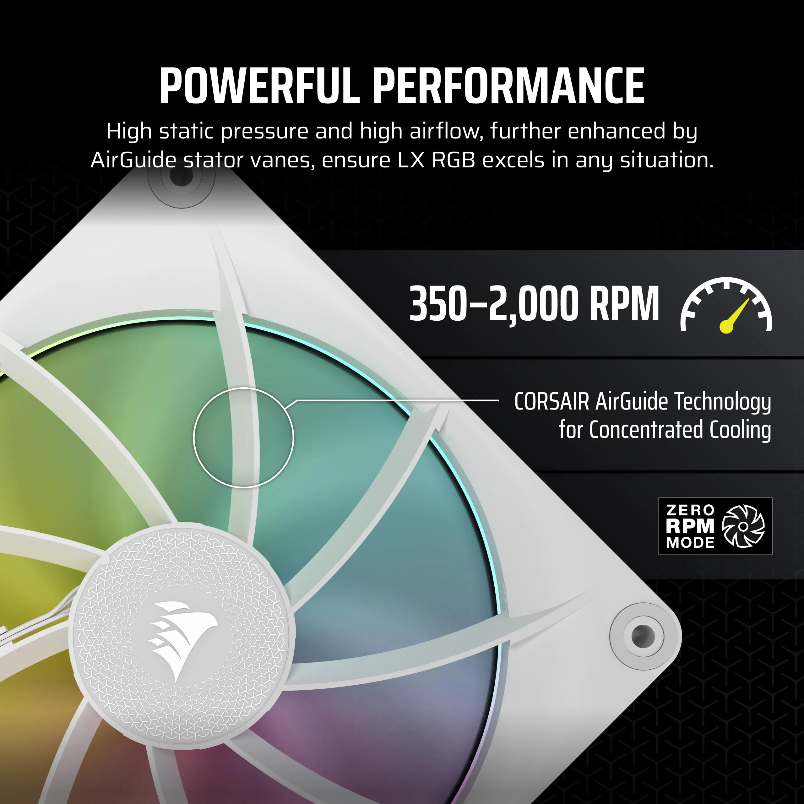 CORSAIR iCUE Link LX140 RGB 140mm PWM Fan Single Pack – Dual Light Loops – Requires iCUE Link System Hub (Sold Separately) – CORSAIR AirGuide Technology – White 1 x 140mm - Image 6