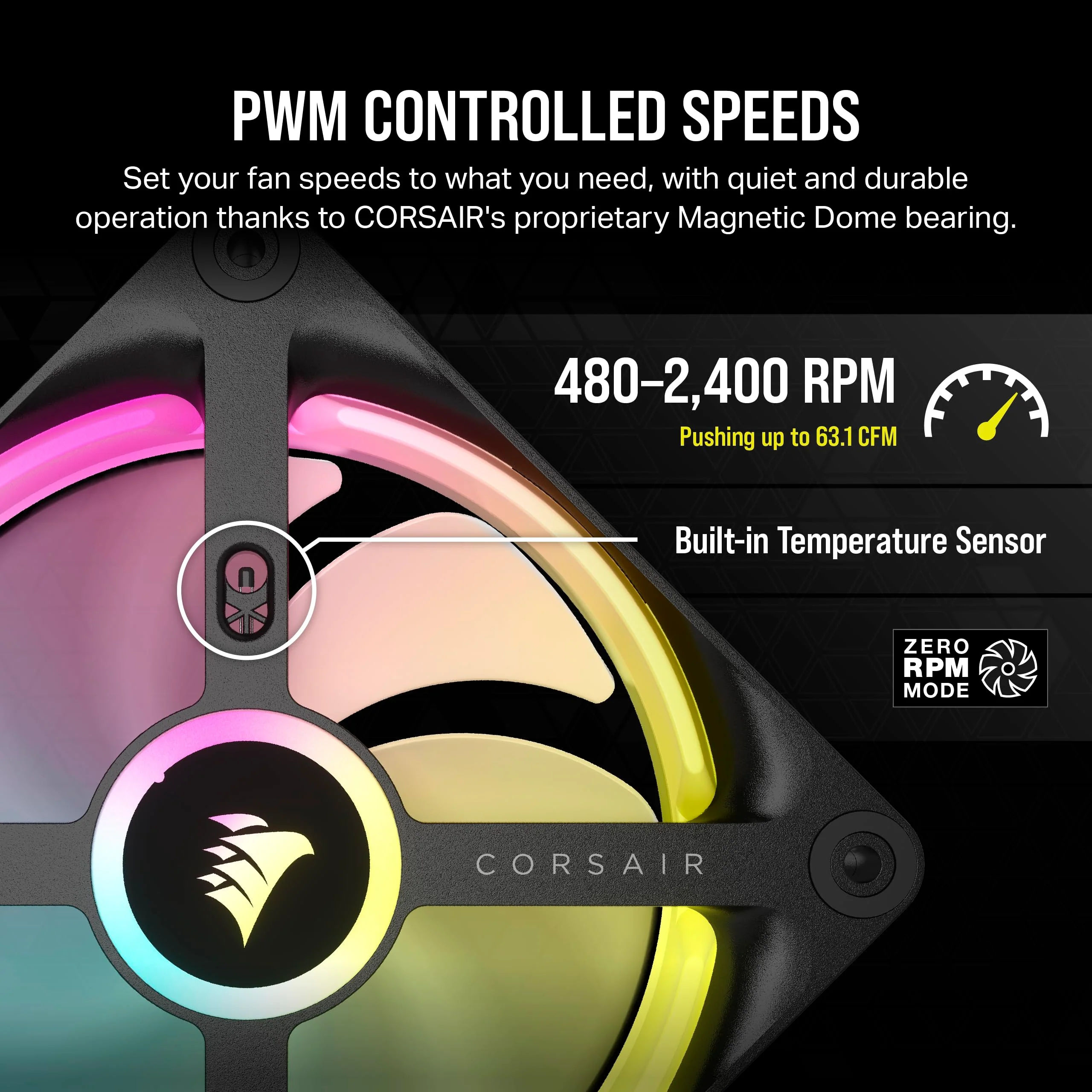 Corsair iCUE LINK QX120 RGB 120mm Magnetic Dome RGB Single Fan - Black Single (120mm) - Image 6
