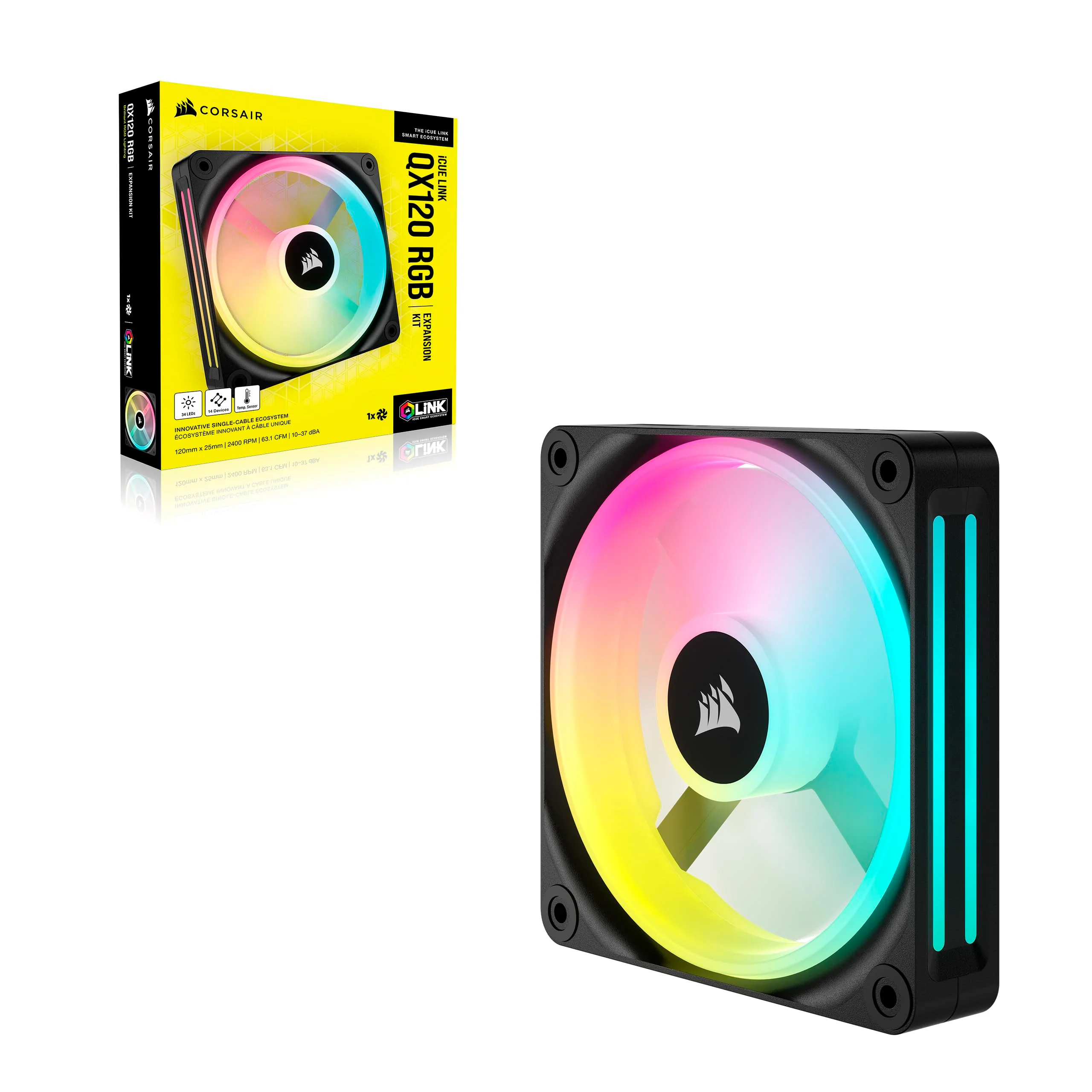Corsair iCUE LINK QX120 RGB 120mm Magnetic Dome RGB Single Fan - Black Single (120mm) - Image 9