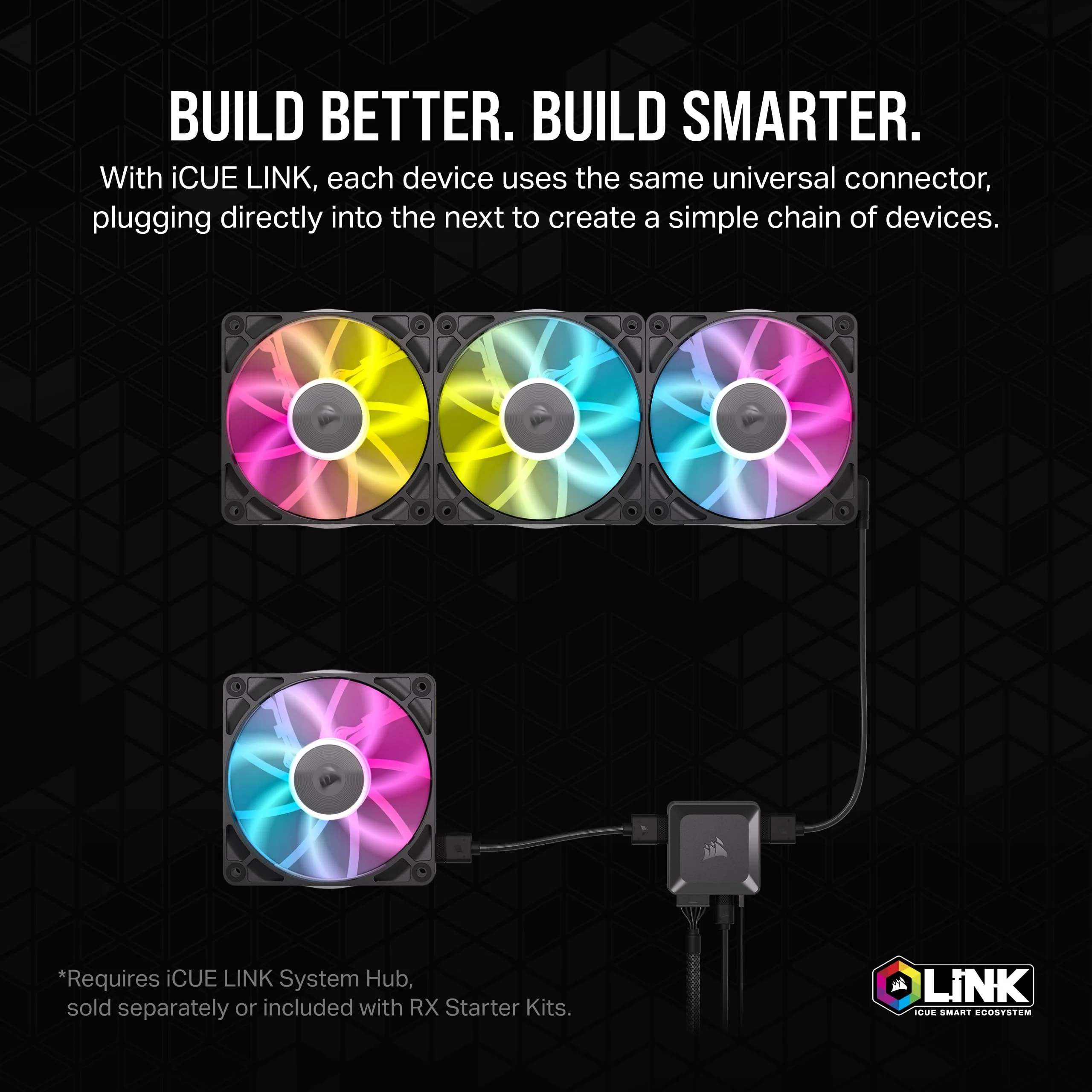 CORSAIR iCUE Link RX120 RGB 120mm PWM Fan - Magnetic Dome Bearing - Single Fan - Black 1 x 120mm - Image 4