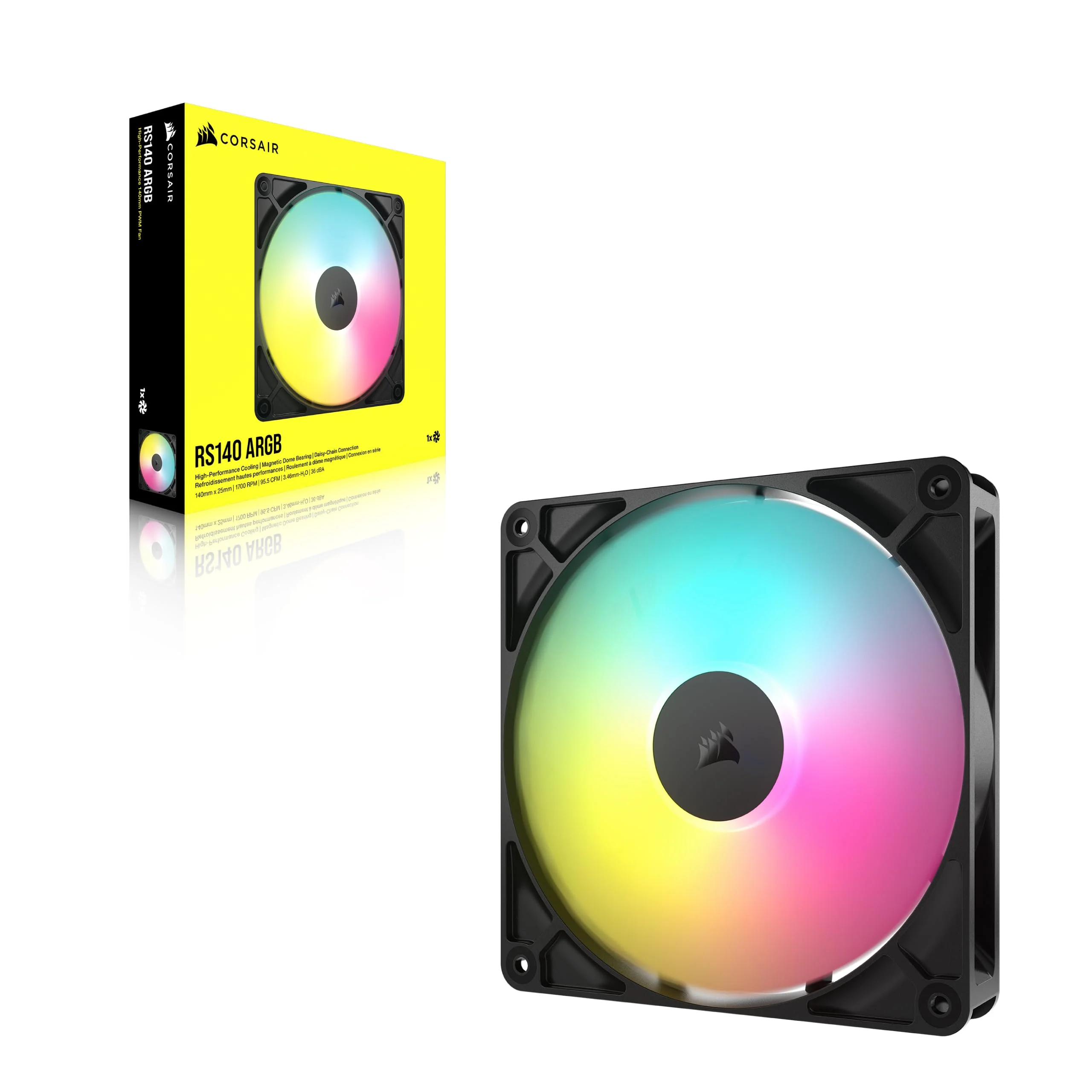 CORSAIR RS140 ARGB 140mm PWM Fan – Daisy-Chain Connection – Low-Noise – Magnetic Dome Bearing – Single Pack – Black 1 x 140mm - Image 8