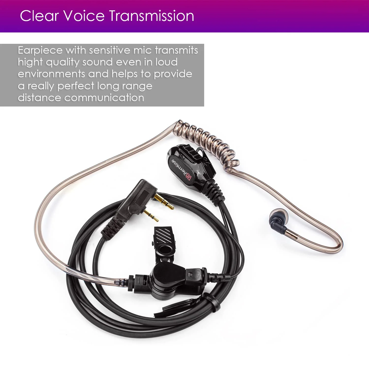 Covert Acoustic Tube Earpiece with Mic for Baofeng UV-5R Walkie Talkies, Surveillance Headset and PTT Compatible with 2 Way Radios Brands Baofeng and Kenwood, Puxing, Wouxun (2 Pcs-Black) Black - Image 5