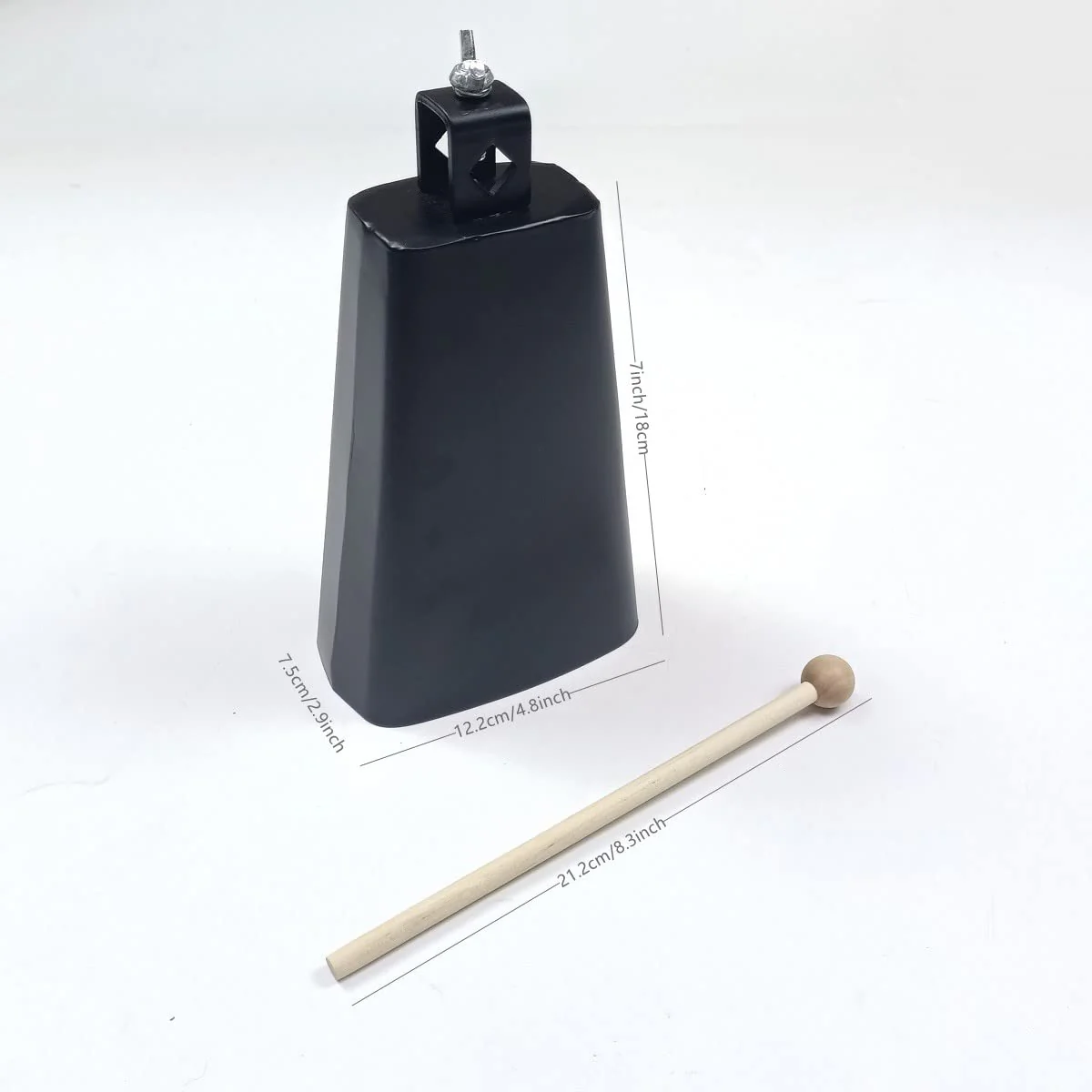Cow Bell with 7 inch,Metal Steel Cow Bell with Drum Stick for Drumset Kit Percussion,Noise Makers for Sporting Events Wedding Party Concert - Image 3