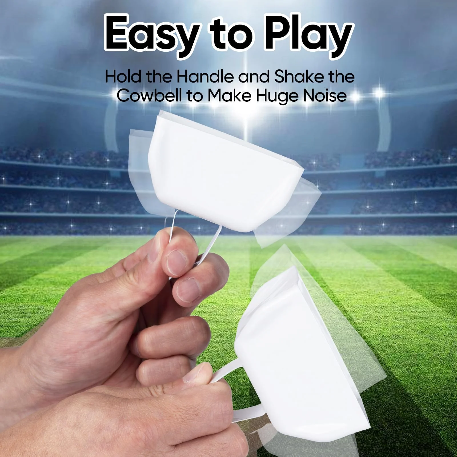 Cow Bells Noise Makers for Sporting Events: 12 Pcs Small White Cowbells with Handle Loud Bells Bulk - Metal Cheering Bell Hand Percussion for Football Games Graduation Weddings - White - Image 3