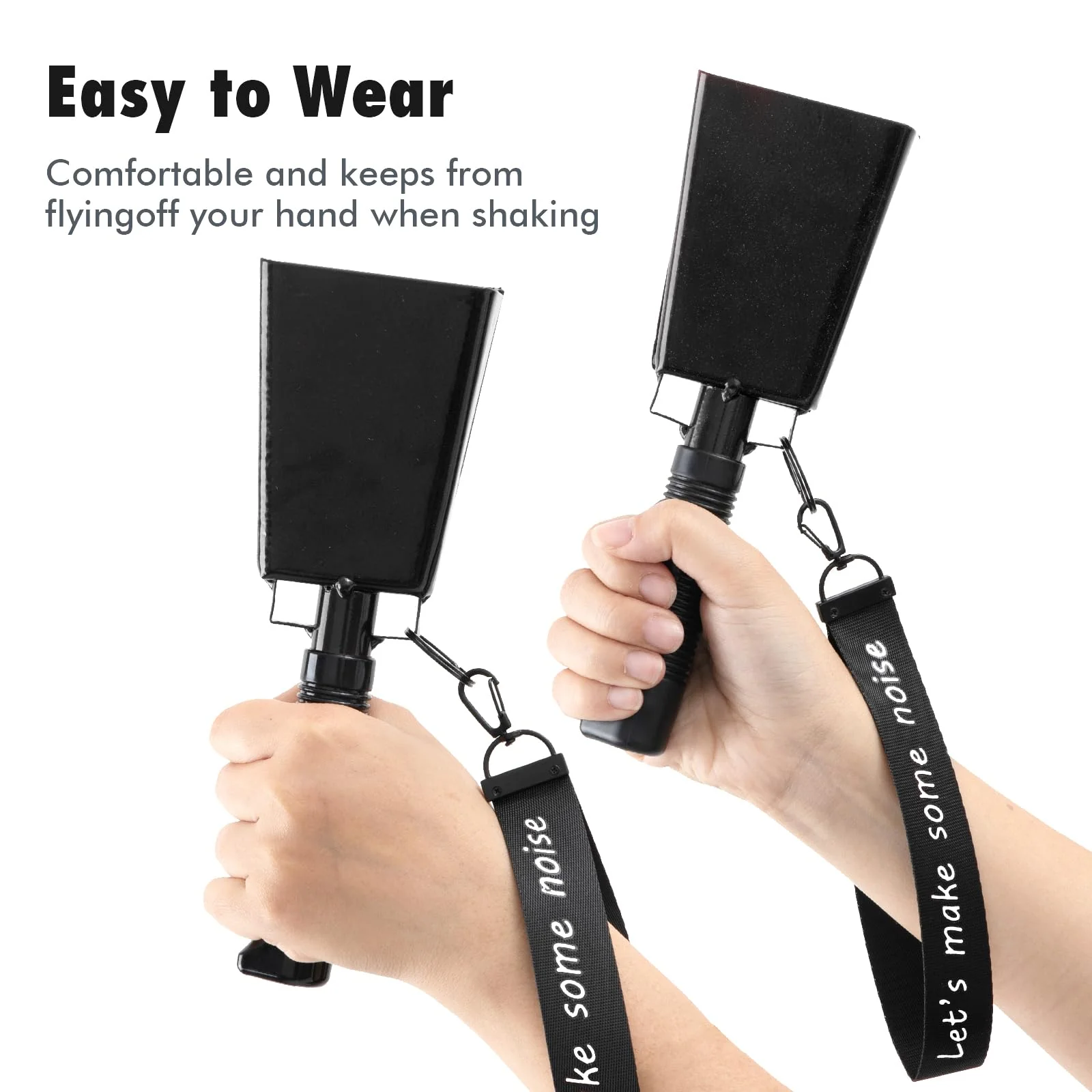 Cow Bells with Wrist Strap - Cowbell with Handle 2pcs, Customizable Cowbells for Sporting Events, for Football Games,Party, Concert, Graduations, Farm Ranch (black) black - Image 5