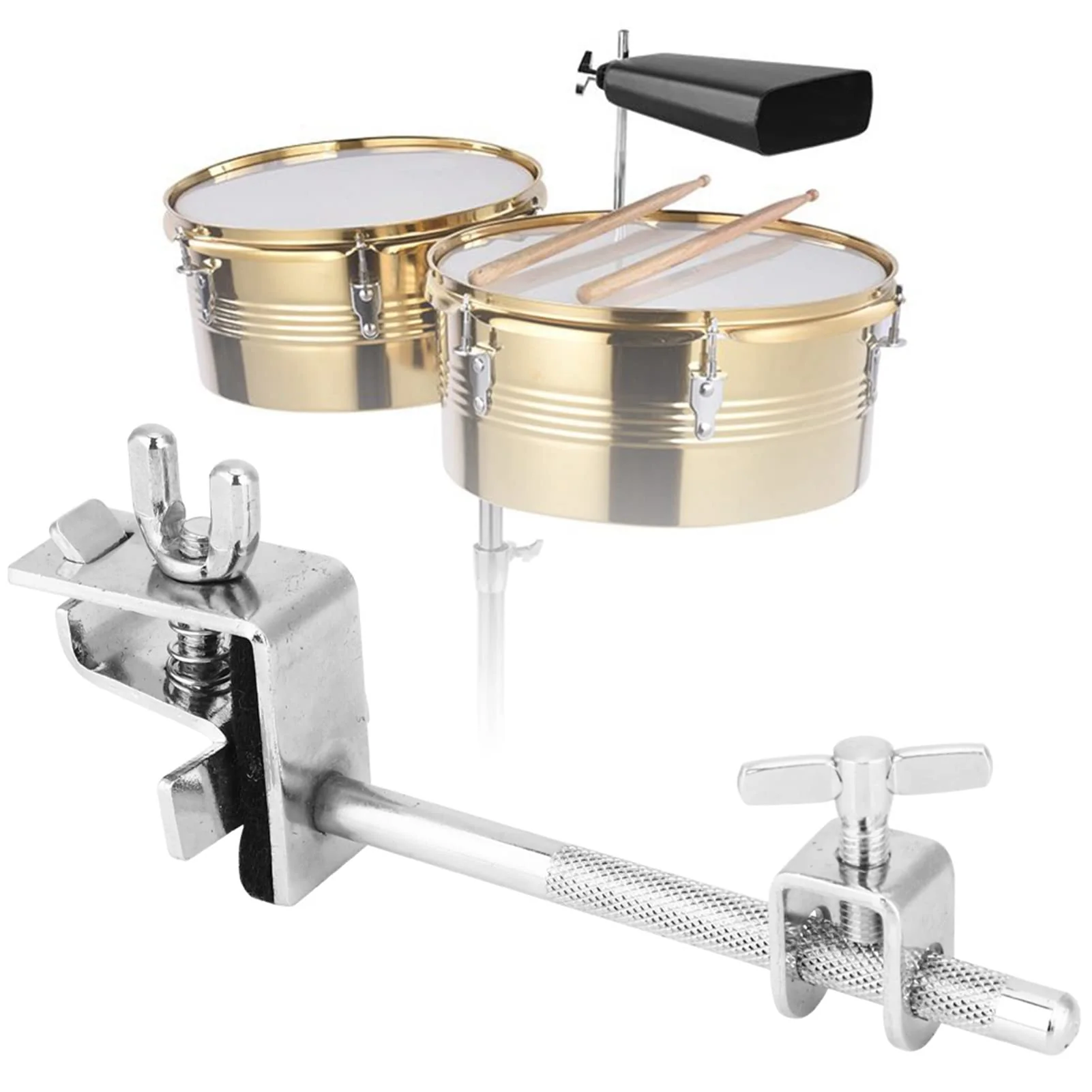 Cowbell Clamp, Drum Jazz Mounting Bracket Drummer Hoop Mounted Clamping Jaws Adjustable Height Angle Rod Arm Standard Holder Kit Tambourine Bass Set Percussion Musical Instrument Accessories Up Down - Image 3