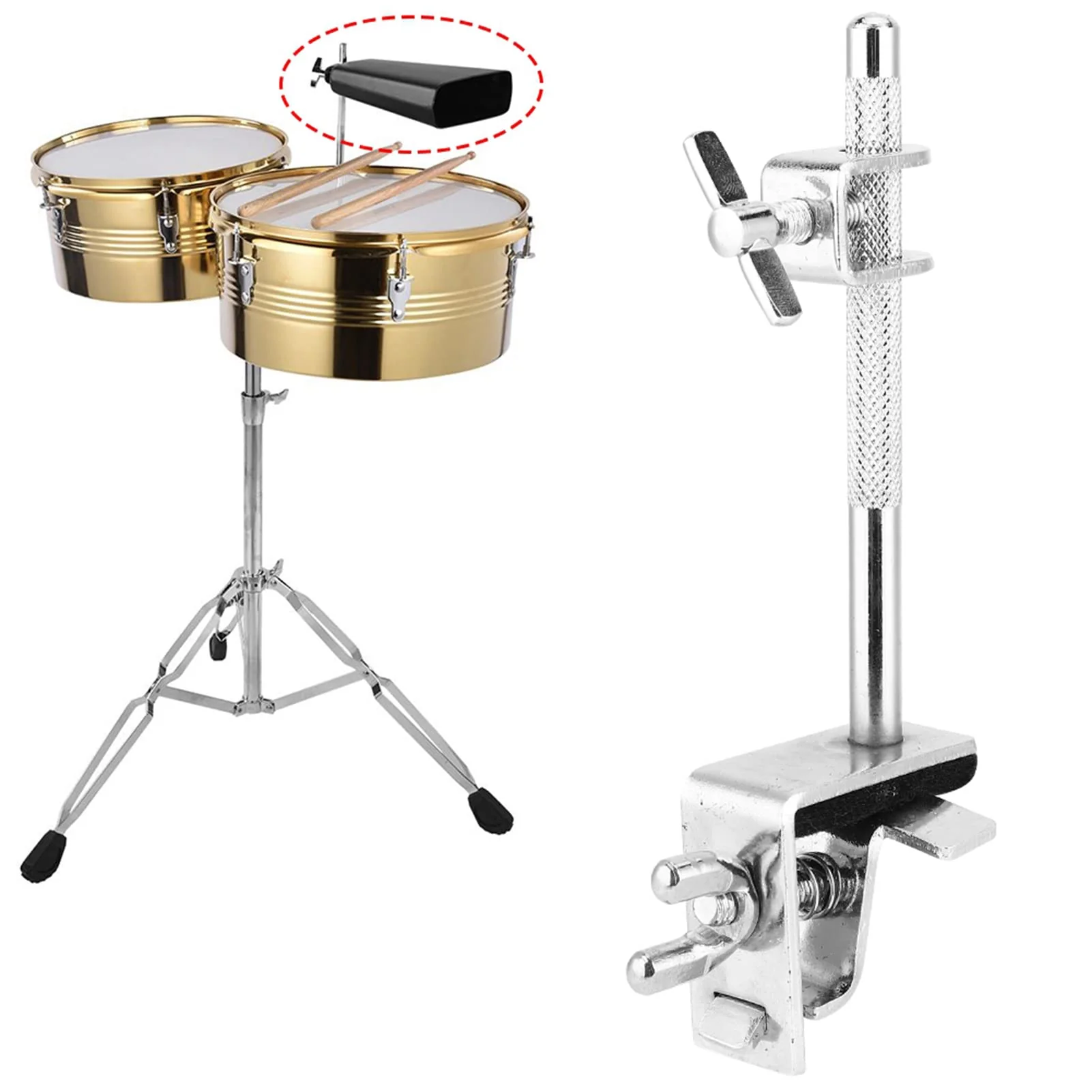 Cowbell Clamp Up or Down Adjustment, Bass Drum Hoop, WC51 Cowbell Holder, Jazz Drum Kit Hoop Clamp, Cowbell Instrument Accessories for Drummer Rattle - Image 4