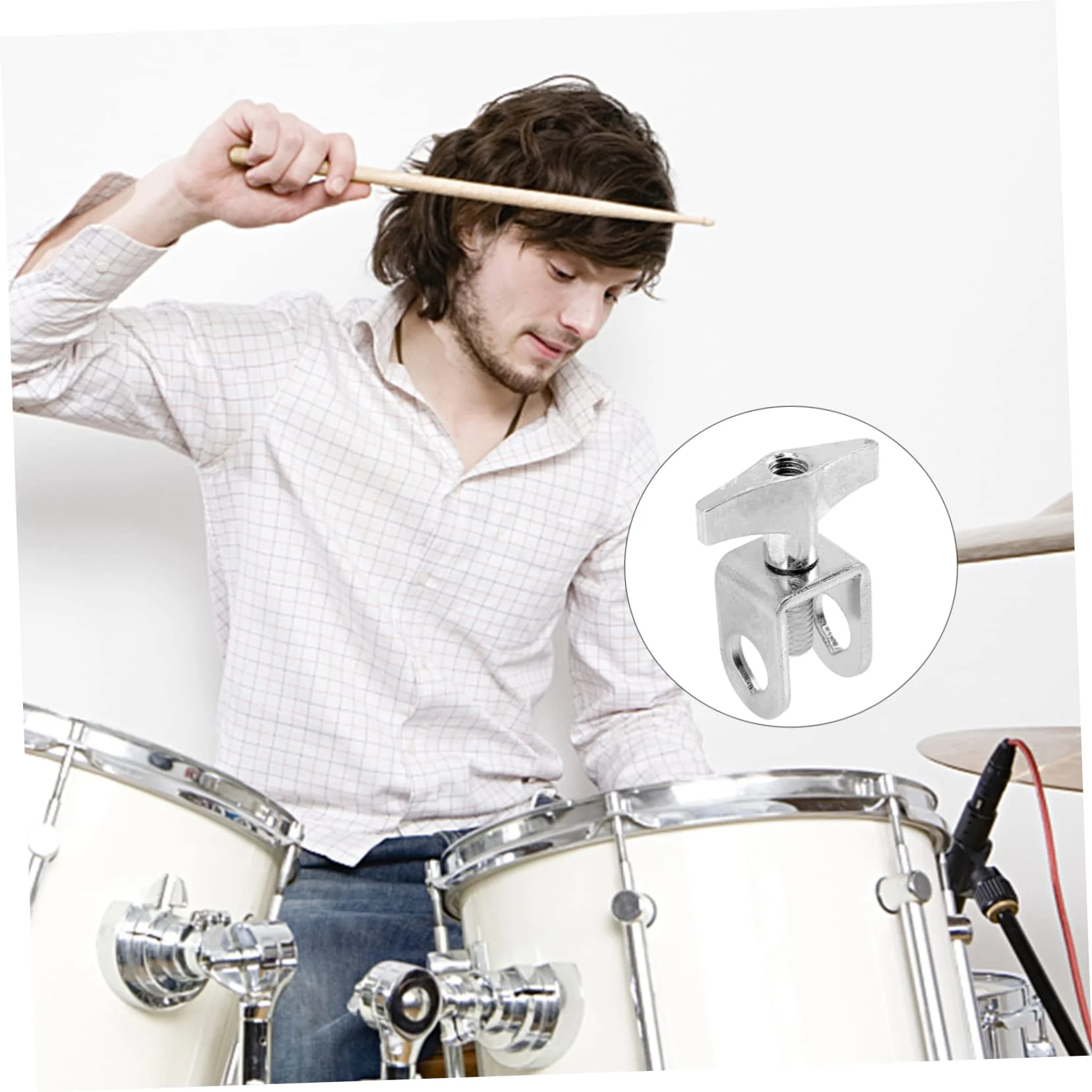 Cowbell Clip Hardware Brackets Metal Bracket Moon Gels for Drums Drum Set Cowbell Clip Cowbell Mounting Clamp Cowbell Accessories Drum Music Instrument Part Metal Cowbell Clip - Image 3