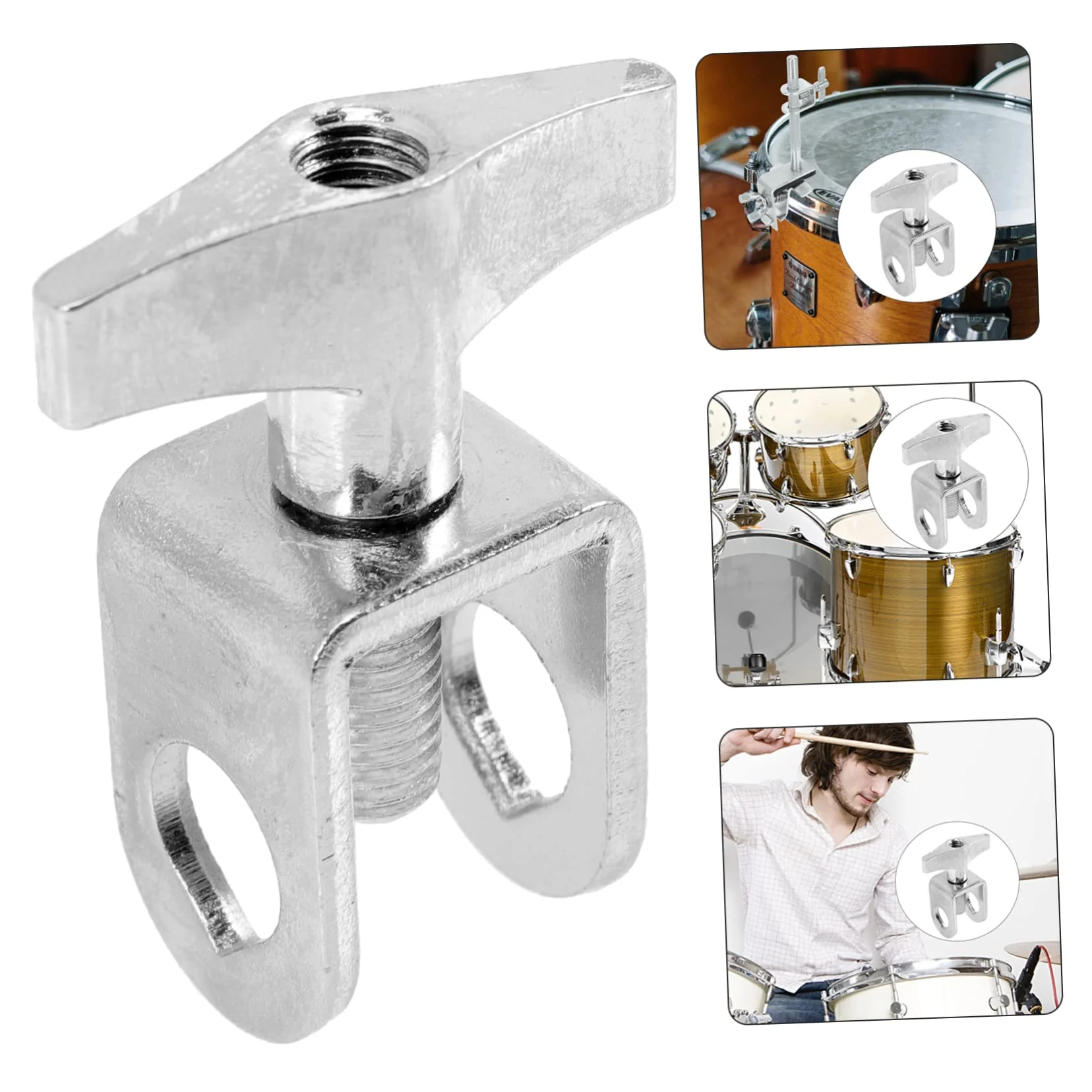 Cowbell Clip Hardware Brackets Metal Bracket Moon Gels for Drums Drum Set Cowbell Clip Cowbell Mounting Clamp Cowbell Accessories Drum Music Instrument Part Metal Cowbell Clip - Image 8