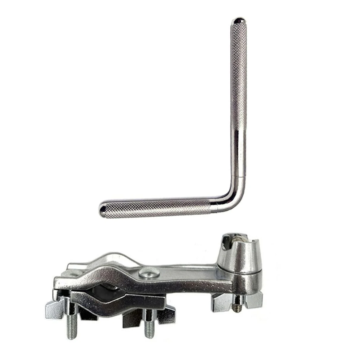 Cowbell Mounting Clamp with 9.5 mm Steel Arm Short Cowbell L Rod Holder Cowbell Percussion Mount Rod Mounting Bracket for Jam Blocks Tambourine Drum Set Parts Hardware, Silver - Image 2