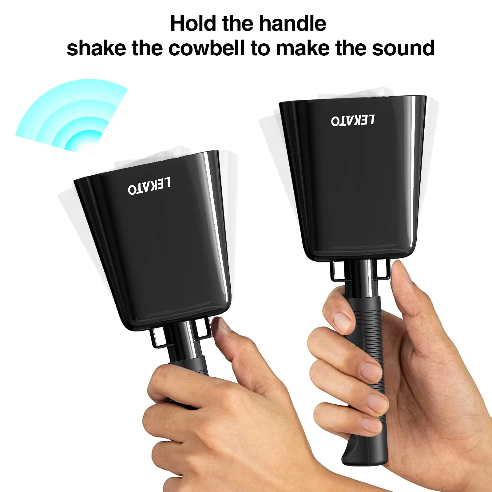 Cowbell Noise Makers with Handle, Cowbell for Sporting Events 8 Inch Cheering Steel Cow Bell for Football Games,Party, Concert, Graduation, School, Farm Ranch(Black) Black - Image 3