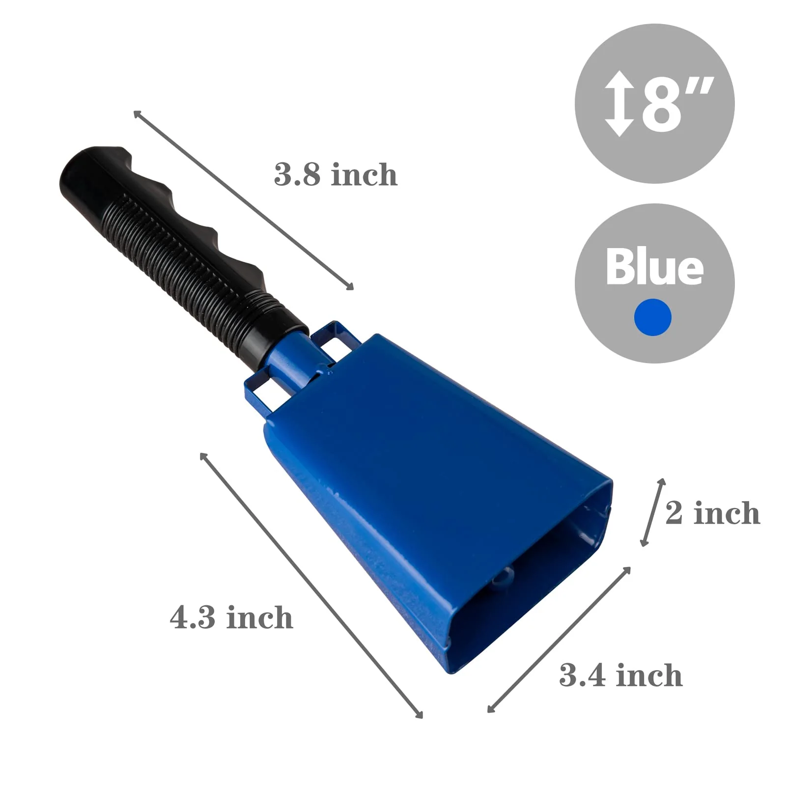 Cowbells 2pcs,Steel Cow Bell 8 inch with Handle,Cheering Hand Bell for Sports Events,Football Games,Party,Farm,Hand Chimes Percussion Musical Instruments (8 inch, Blue) - Image 3