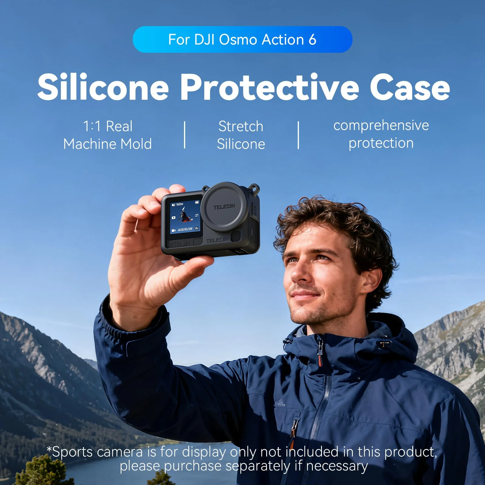 Coyktonty Silicone cover Set for DJI Osmo Action 6 Camera With Lanyard/Slicone case/Lens Cap,Simple installation Comprehensive protection (Black) Black - Image 2