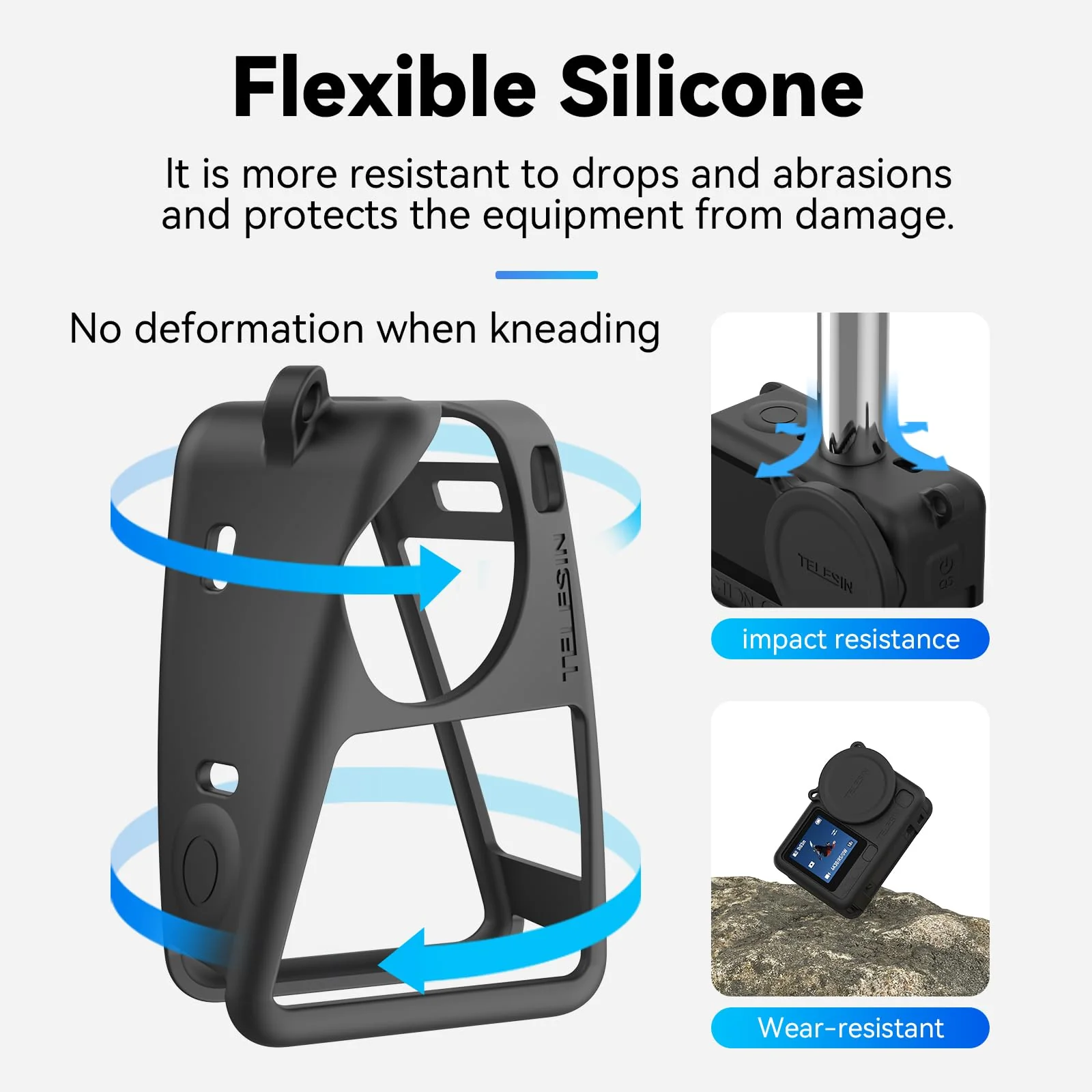 Coyktonty Silicone cover Set for DJI Osmo Action 6 Camera With Lanyard/Slicone case/Lens Cap,Simple installation Comprehensive protection (Black) Black - Image 5