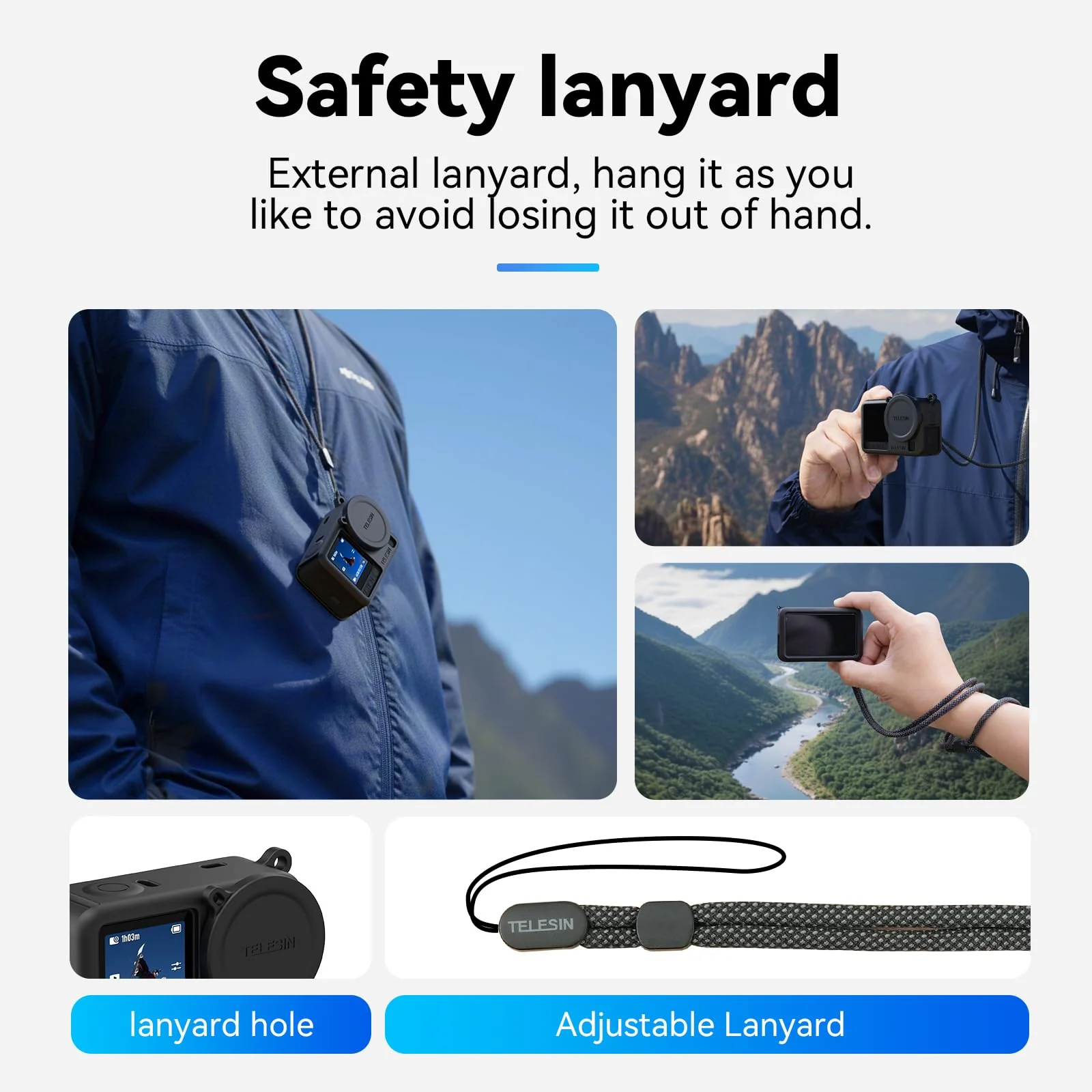Coyktonty Silicone cover Set for DJI Osmo Action 6 Camera With Lanyard/Slicone case/Lens Cap,Simple installation Comprehensive protection (Black) Black - Image 6
