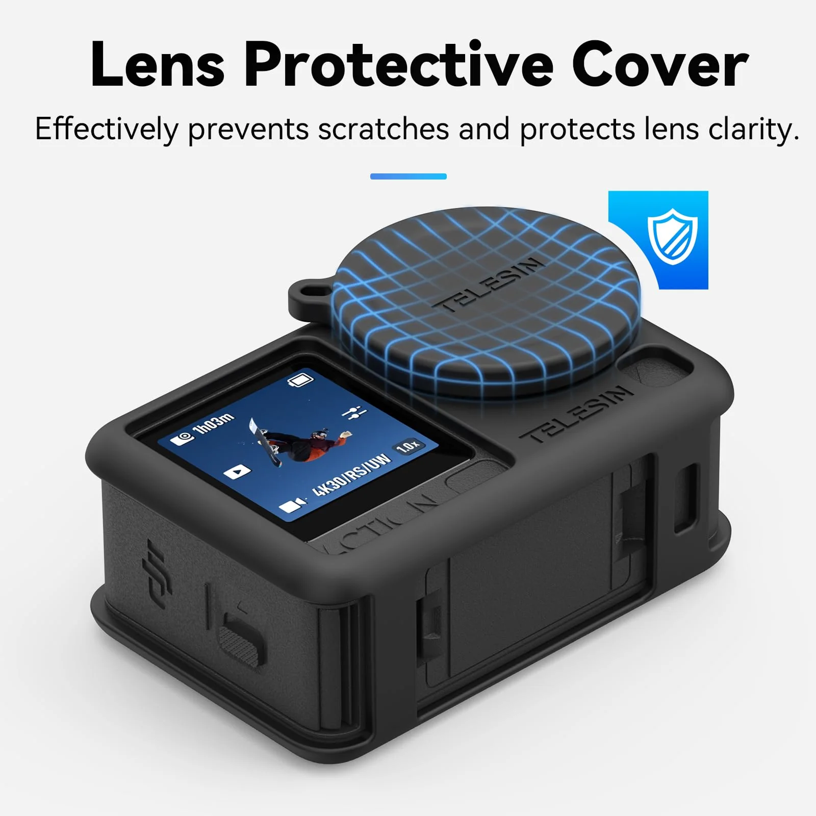 Coyktonty Silicone cover Set for DJI Osmo Action 6 Camera With Lanyard/Slicone case/Lens Cap,Simple installation Comprehensive protection (Black) Black - Image 7