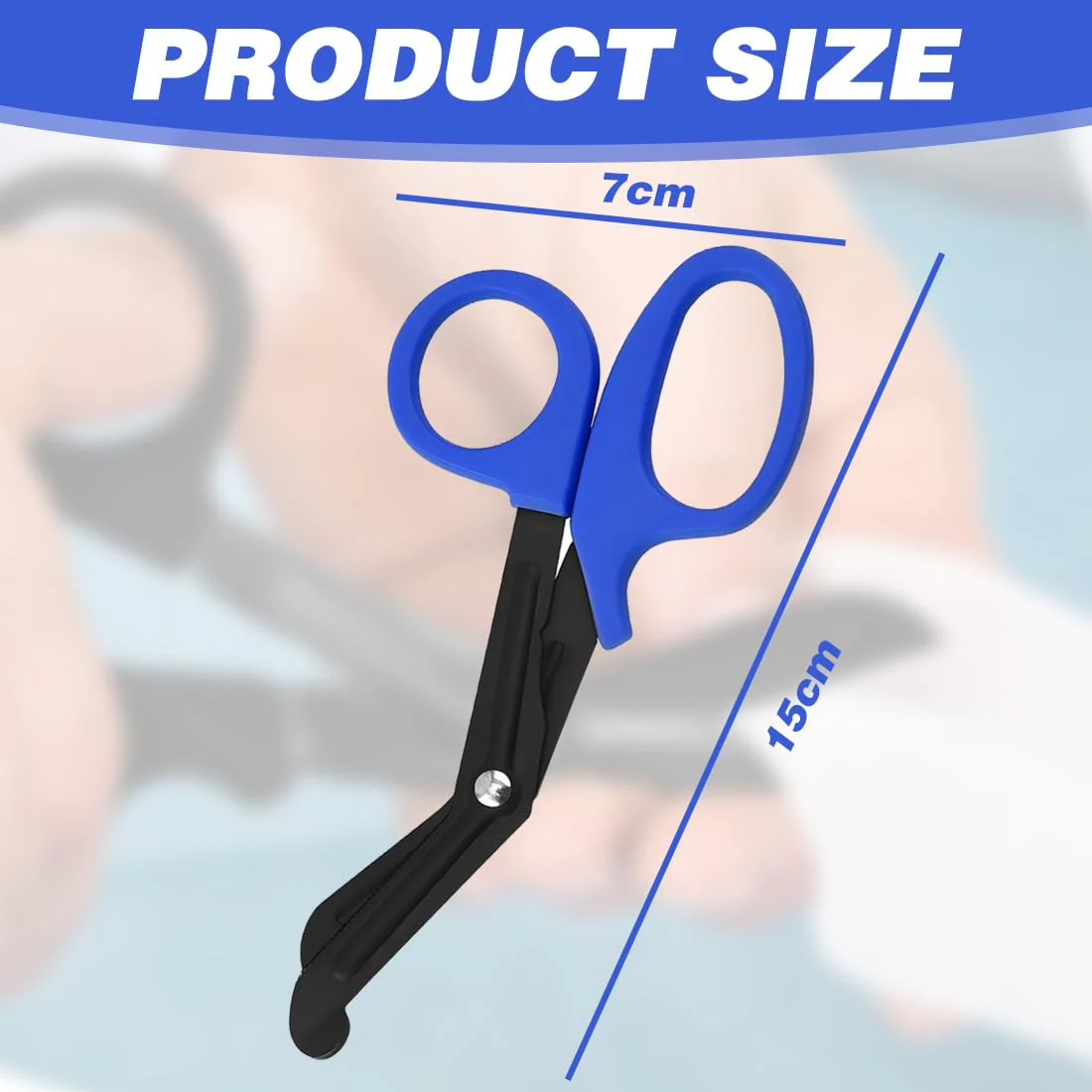 COYUN Pack of 2 Medical Bandage Scissors, Bandage Scissors, Rescue Scissors, Emt and Trauma Scissors, Stainless Steel Bandage Scissors for Nurses, Medical Students, Emergency Room, Black + Blue - Image 2