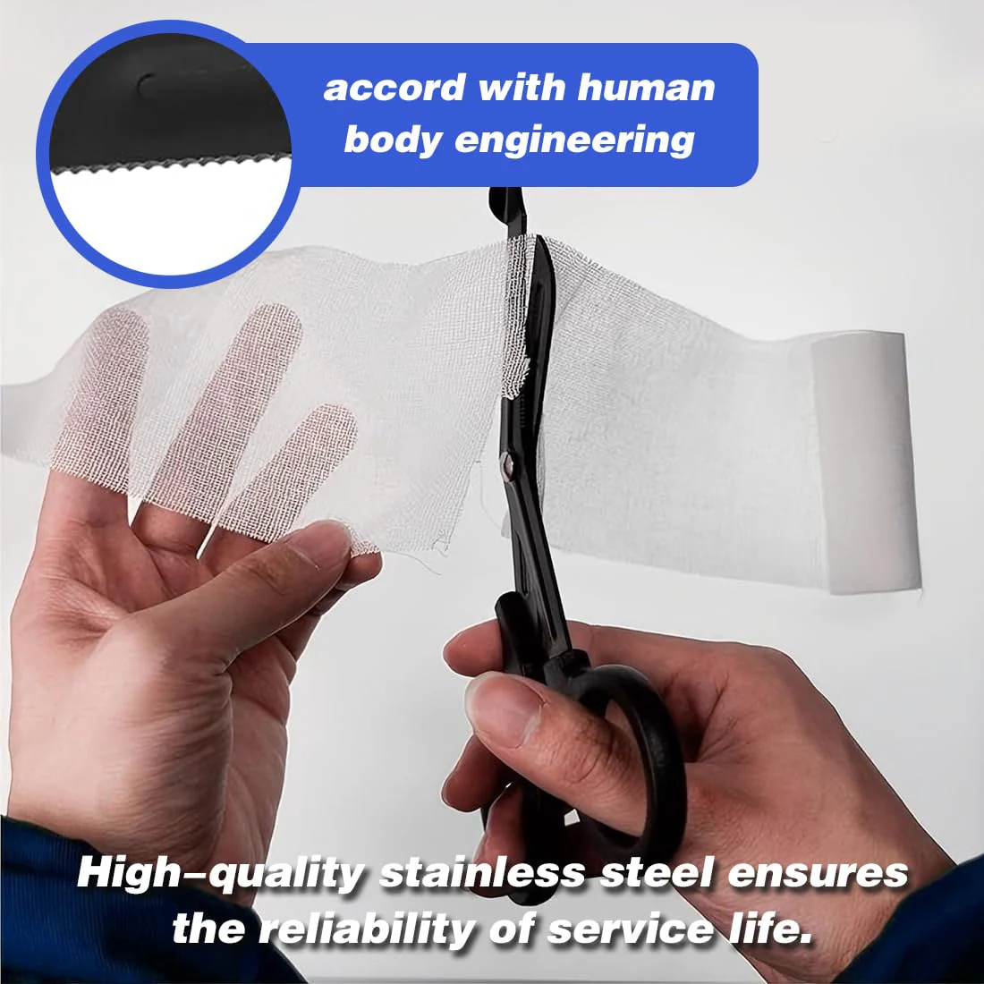 COYUN Pack of 2 Medical Bandage Scissors, Bandage Scissors, Rescue Scissors, Emt and Trauma Scissors, Stainless Steel Bandage Scissors for Nurses, Medical Students, Emergency Room, Black + Blue - Image 4