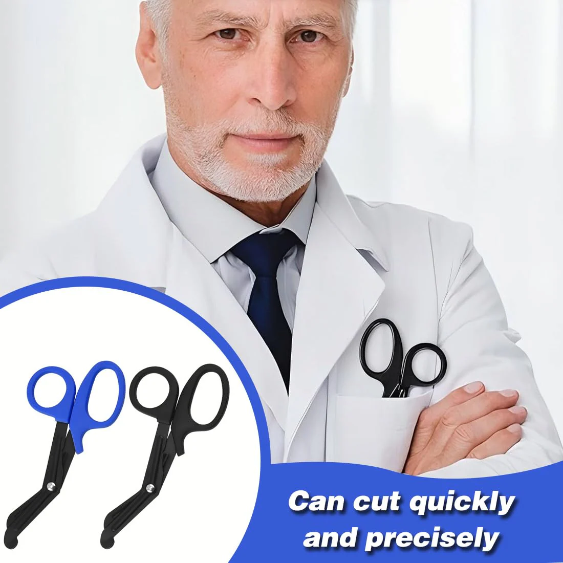 COYUN Pack of 2 Medical Bandage Scissors, Bandage Scissors, Rescue Scissors, Emt and Trauma Scissors, Stainless Steel Bandage Scissors for Nurses, Medical Students, Emergency Room, Black + Blue - Image 5