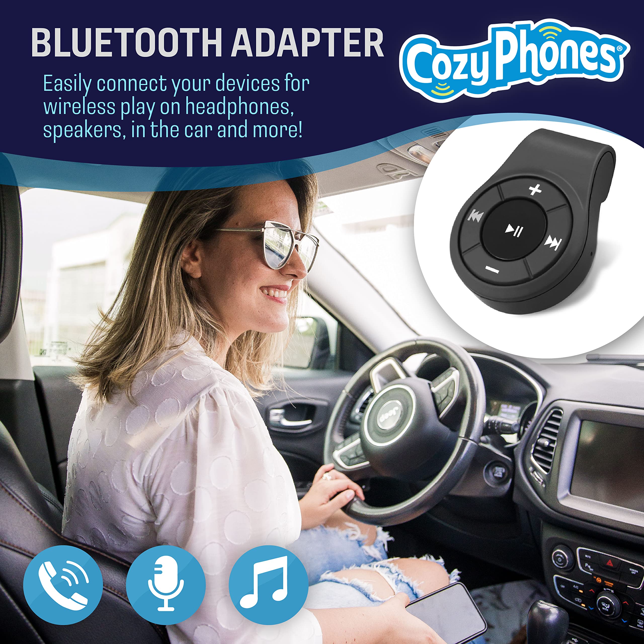 CozyPhones Bluetooth Audio AUX Adapter for Non-Bluetooth Devices Like Home Stereos/Wired Headphones/Cars, 7H Battery Life, 49ft Range - Image 2