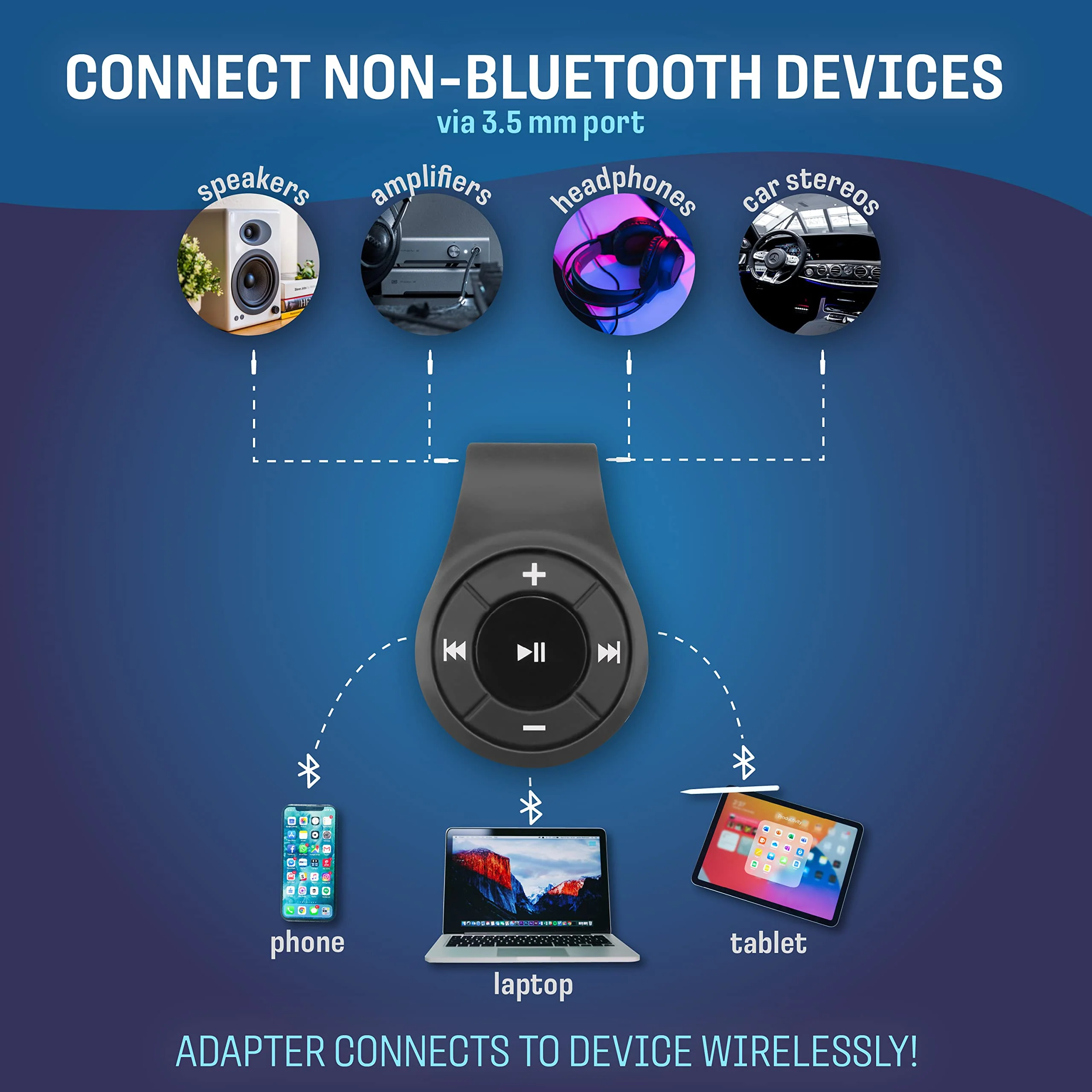 CozyPhones Bluetooth Audio AUX Adapter for Non-Bluetooth Devices Like Home Stereos/Wired Headphones/Cars, 7H Battery Life, 49ft Range - Image 3
