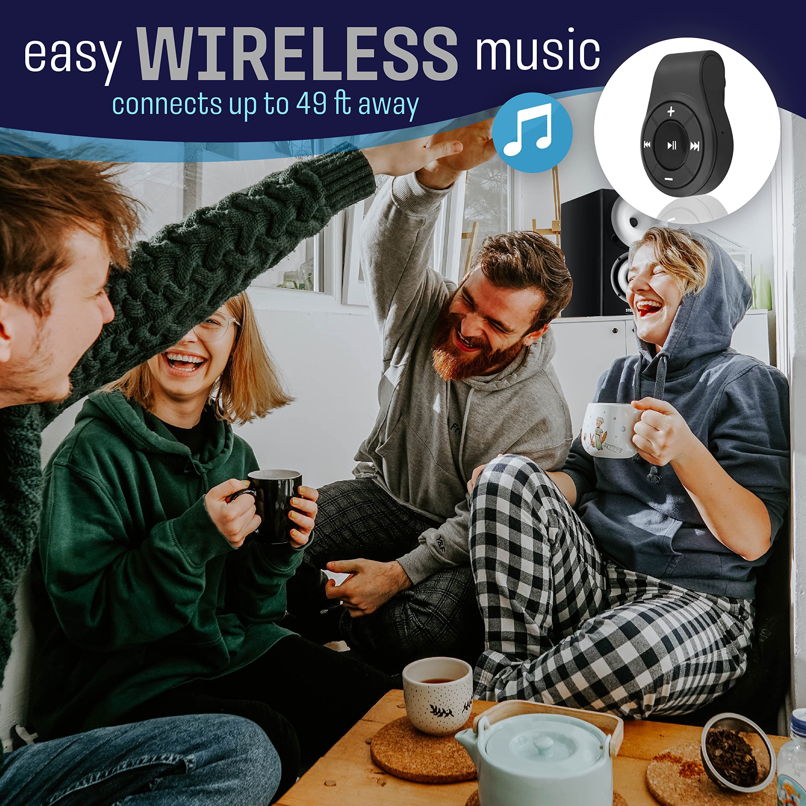 CozyPhones Bluetooth Audio AUX Adapter for Non-Bluetooth Devices Like Home Stereos/Wired Headphones/Cars, 7H Battery Life, 49ft Range - Image 5