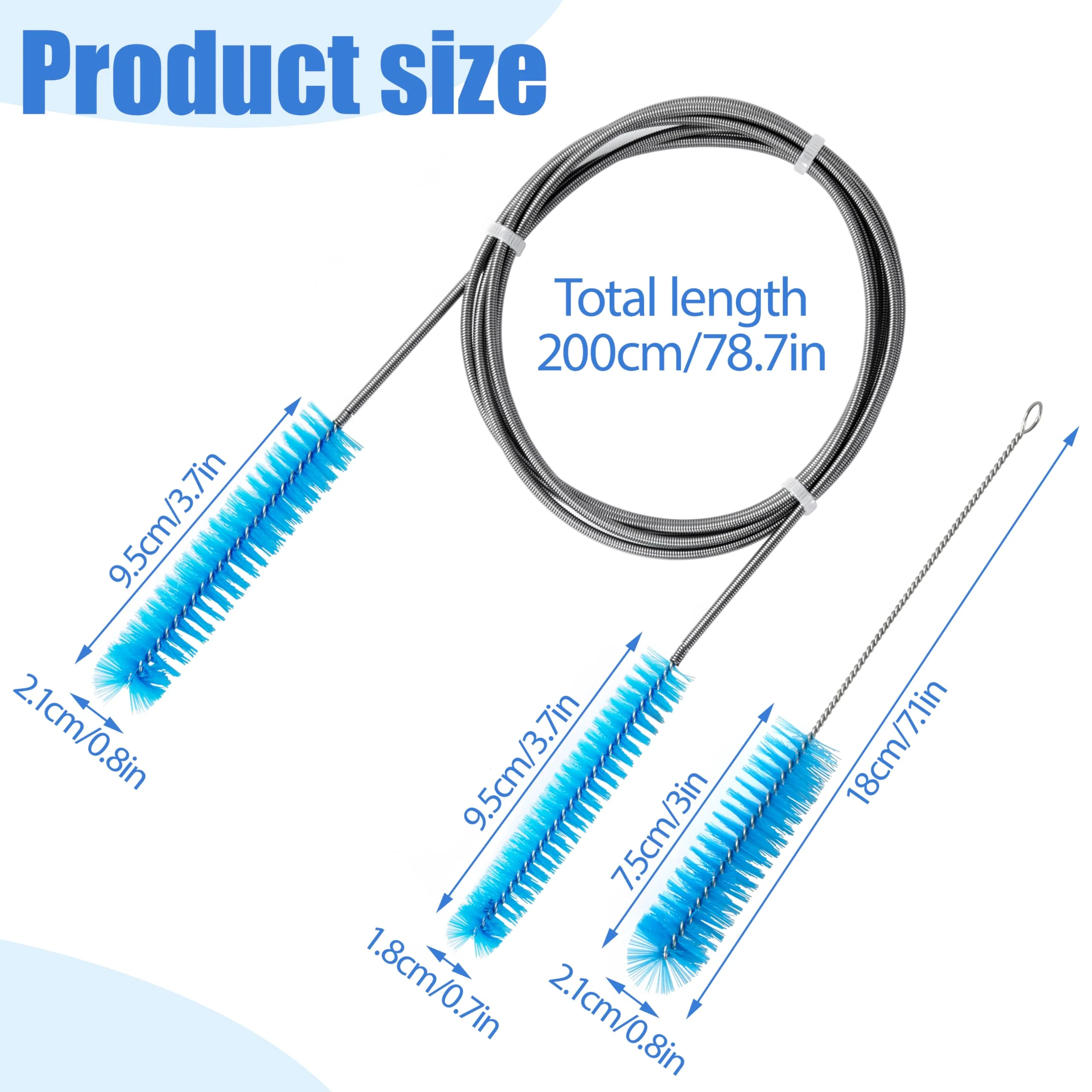CPAP Cleaning Set, Hose Cleaning Brush, Pipe Brush Cleaning Brush for Hose and Device, Cleaner Hose Brush Accessories for Cleaning for CPAP Hoses Tube (Blue) - Image 3