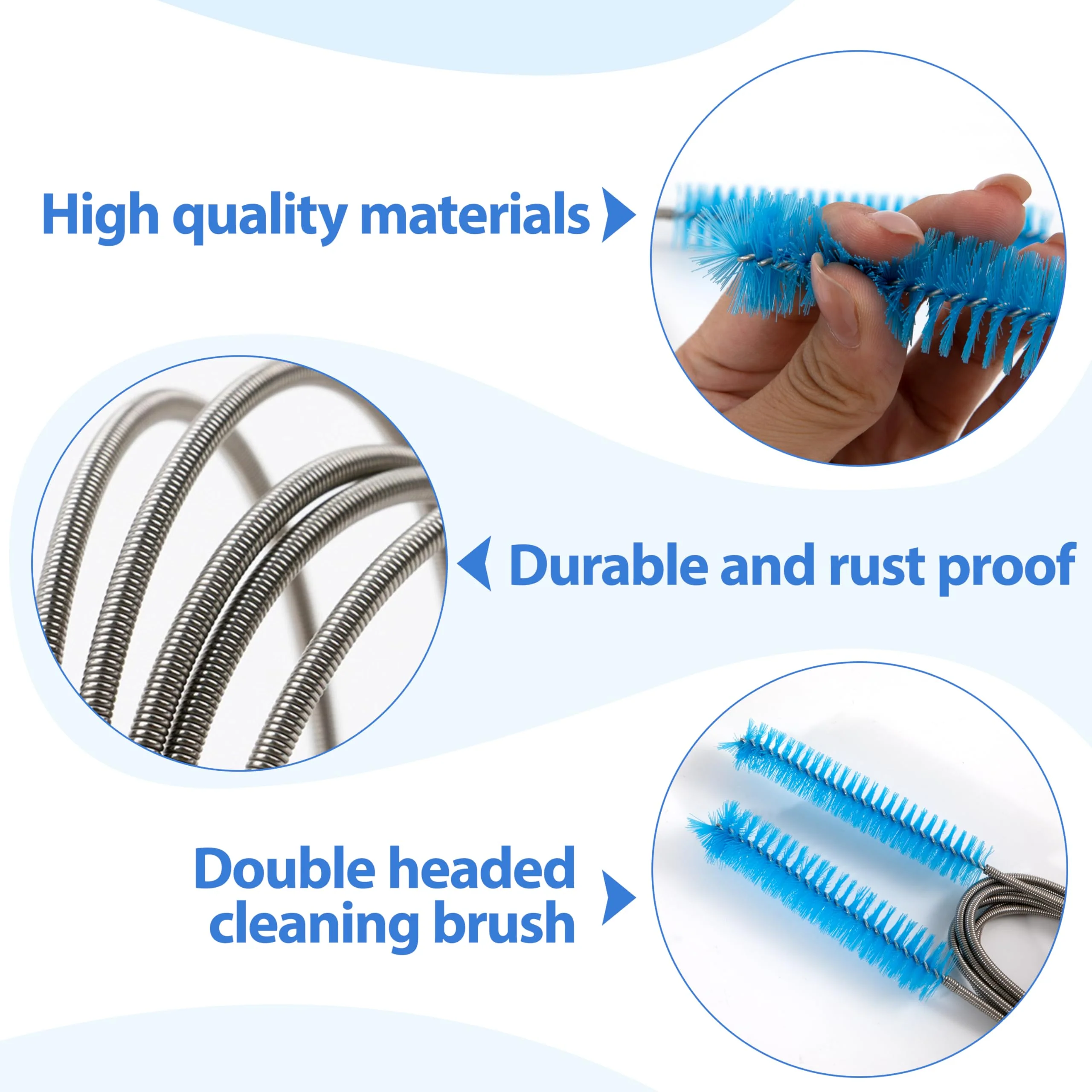 CPAP Cleaning Set, Hose Cleaning Brush, Pipe Brush Cleaning Brush for Hose and Device, Cleaner Hose Brush Accessories for Cleaning for CPAP Hoses Tube (Blue) - Image 4