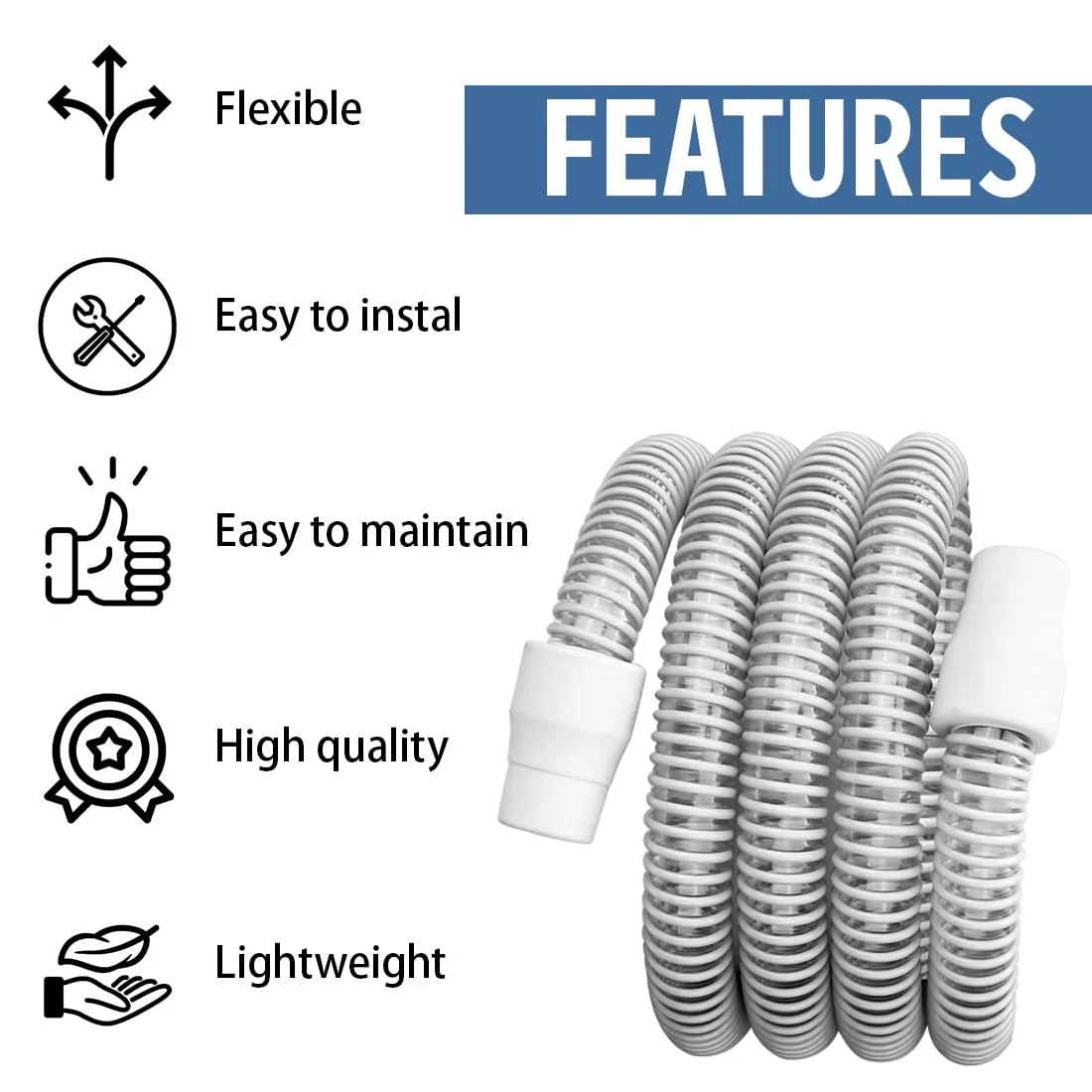 CPAP Hose 180 cm Universal Ventilation Hose Breathing Device Hose Plastic Ventilation Device Accessories 22 mm Hose Connection - Image 3