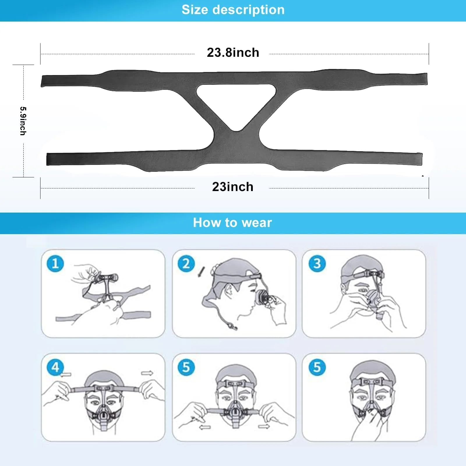 CPAP Masks Headband, CPAP Accessories, Universal Masks Headband, Comfortable CPAP Masks Universal Headband - Image 5