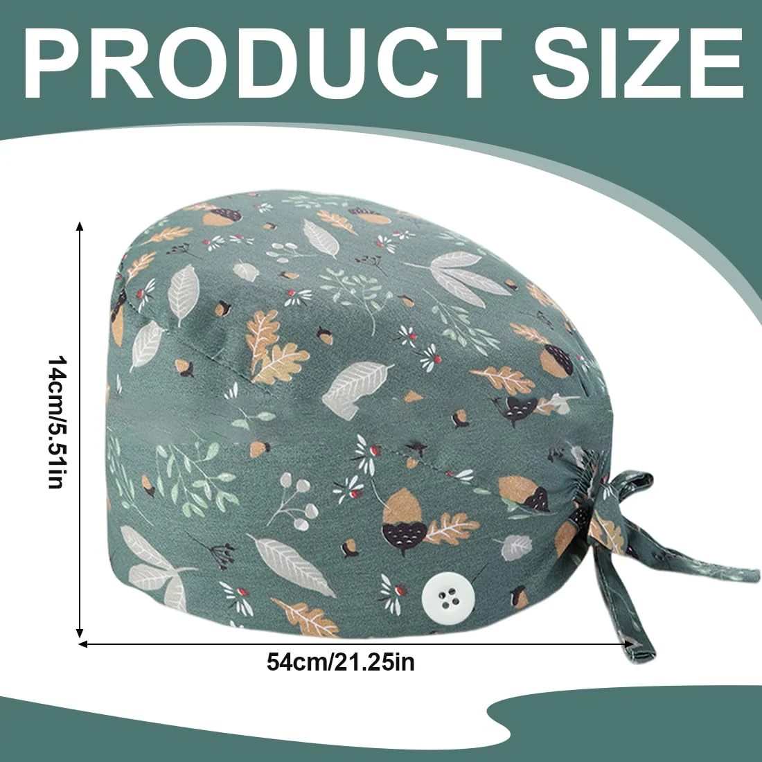 CPJJ Women's Surgical Cap, Fabric, Nurse Cap, Pack of 1, Green - Image 2