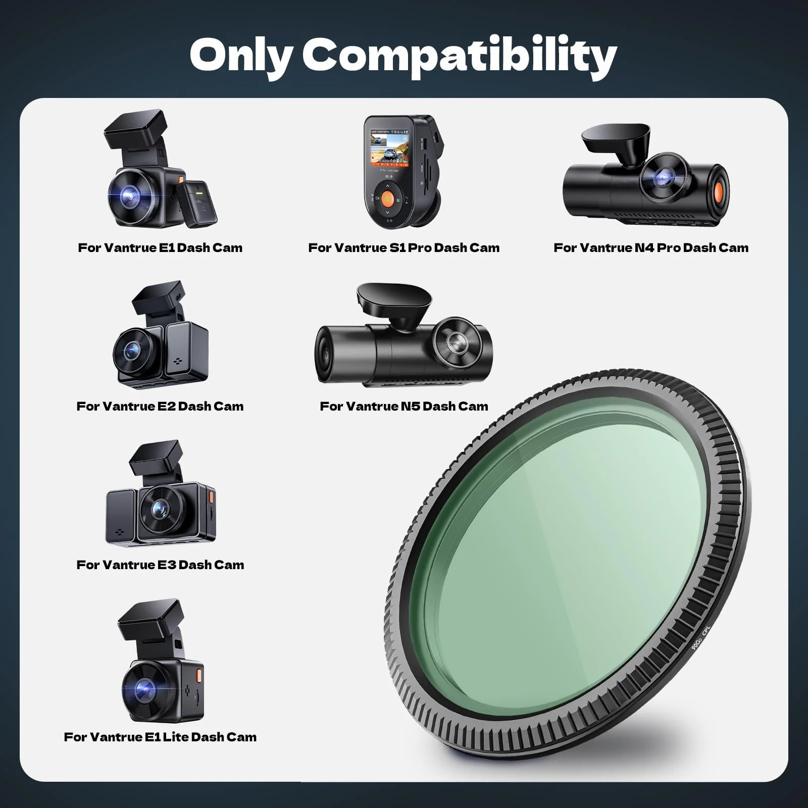 CPL Filter Circular Polarizing Filter，Lens Protection for Vantrue E1, E2, E3, E1 Lite, S1 Pro, N4 Pro,N5 Dash Cam - Image 2