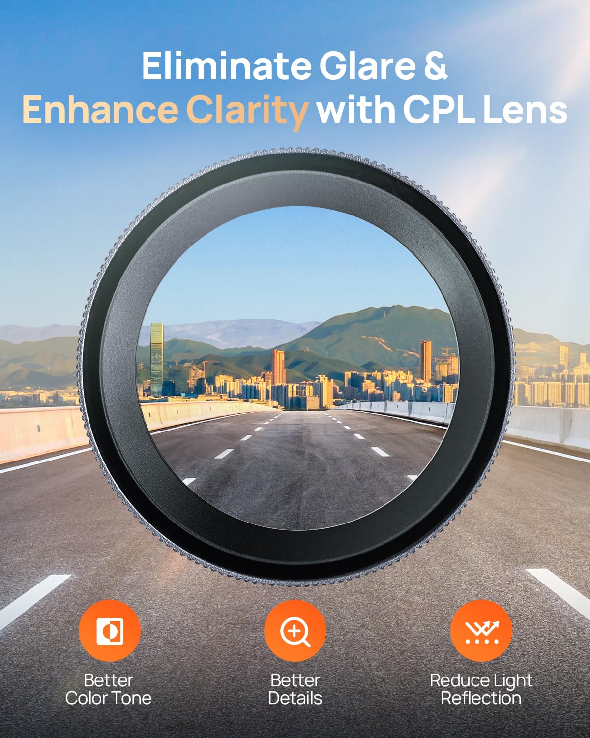 CPL Filter for 70mai T800&T800E Dash Cam, Anti-Glare Polarizing Lens with Snap-On Design, Scratch-Resistant & Enhance Clarity. - Image 2