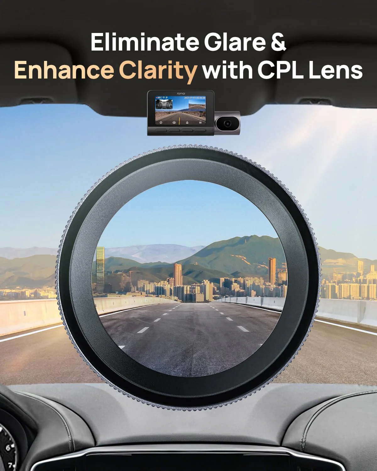 CPL Filter for 70mai T800&T800E Dash Cam, Anti-Glare Polarizing Lens with Snap-On Design, Scratch-Resistant & Enhance Clarity. - Image 4