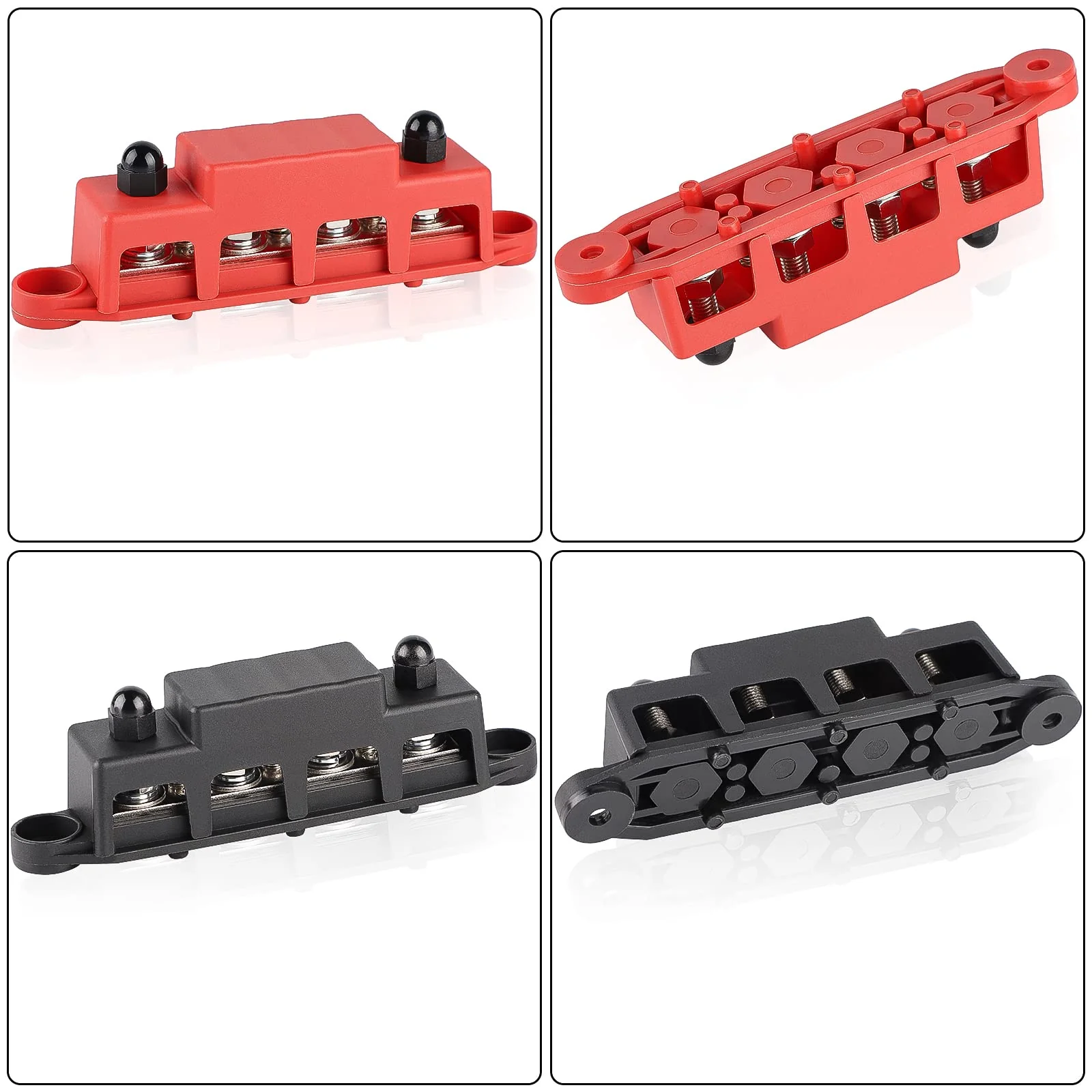 CPROSP 2-Piece Collecting Rail with Lid 250 A, Power Distribution Rail with 4 x M8 Bolt Connection, Battery Connection Block 5/16 Inches, BusBar Box for Car, RV, Boat, Yacht 250A--4*M8 - Image 8