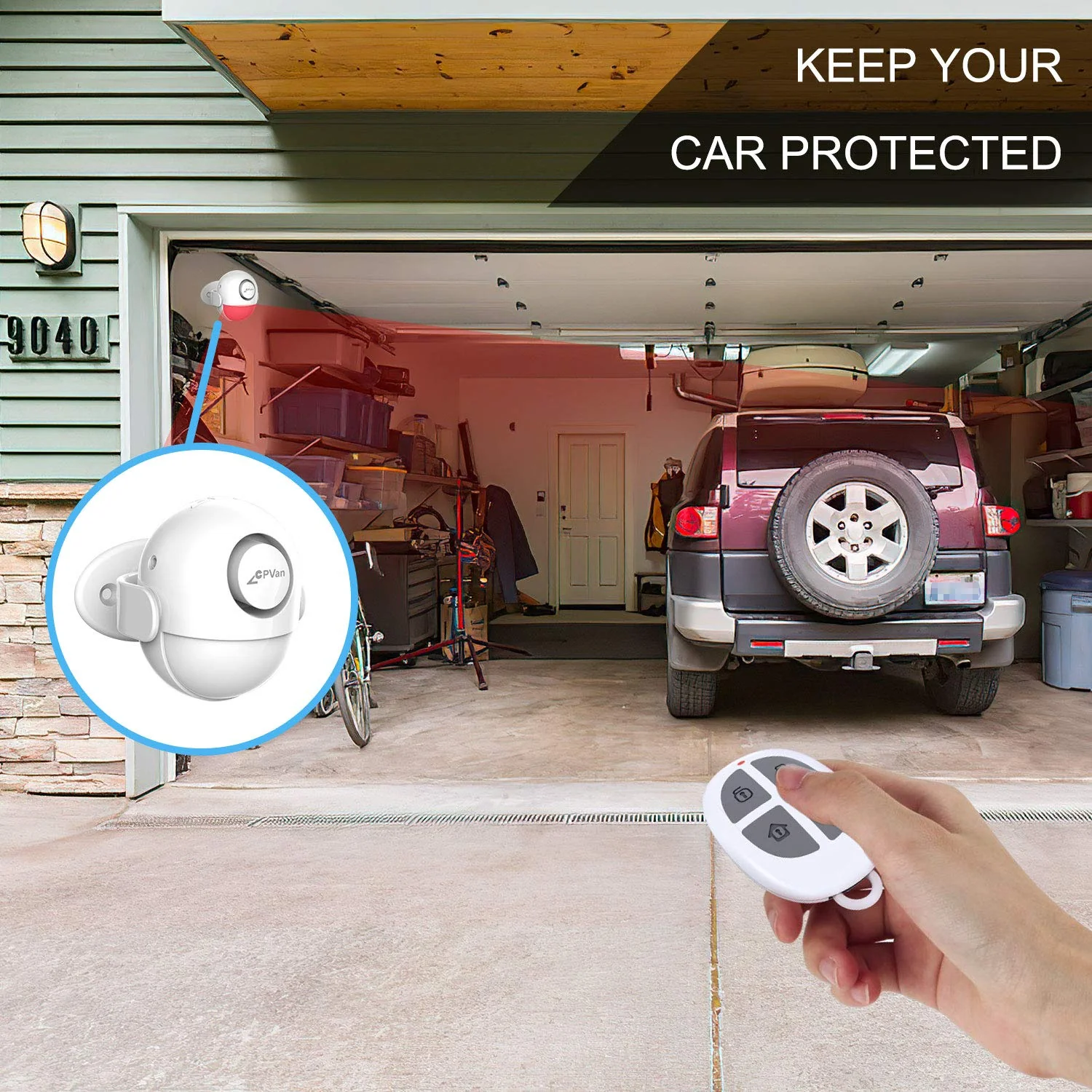 CPVAN Motion Sensor Alarm, Wireless Infrared Home Security System, PIR Motion Detector Alert (125dB, 328ft, Battery Operated) with Remote Control(Key Fob). Model: CP2 CP2 Motion Detector - Image 4