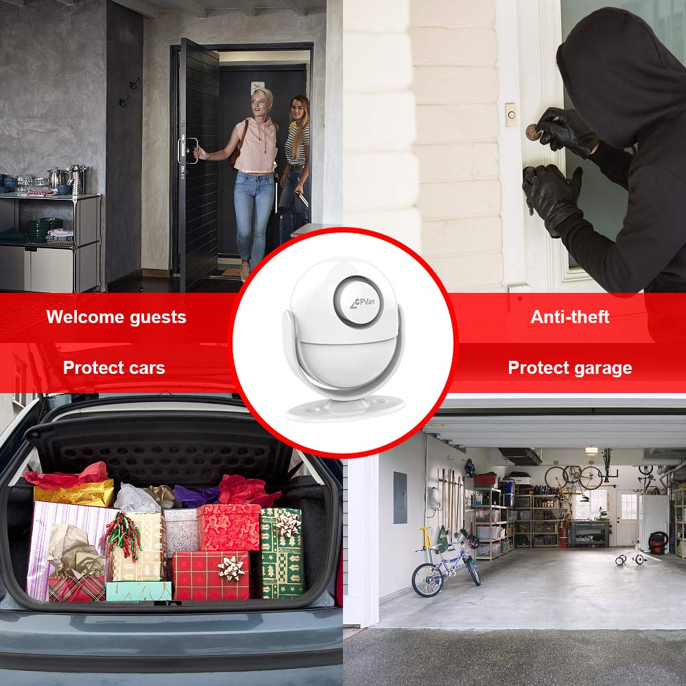 CPVAN Motion Sensor Alarm, Wireless Infrared Home Security System, PIR Motion Detector Alert (125dB, 328ft, Battery Operated) with Remote Control(Key Fob). Model: CP2 CP2 Motion Detector - Image 6
