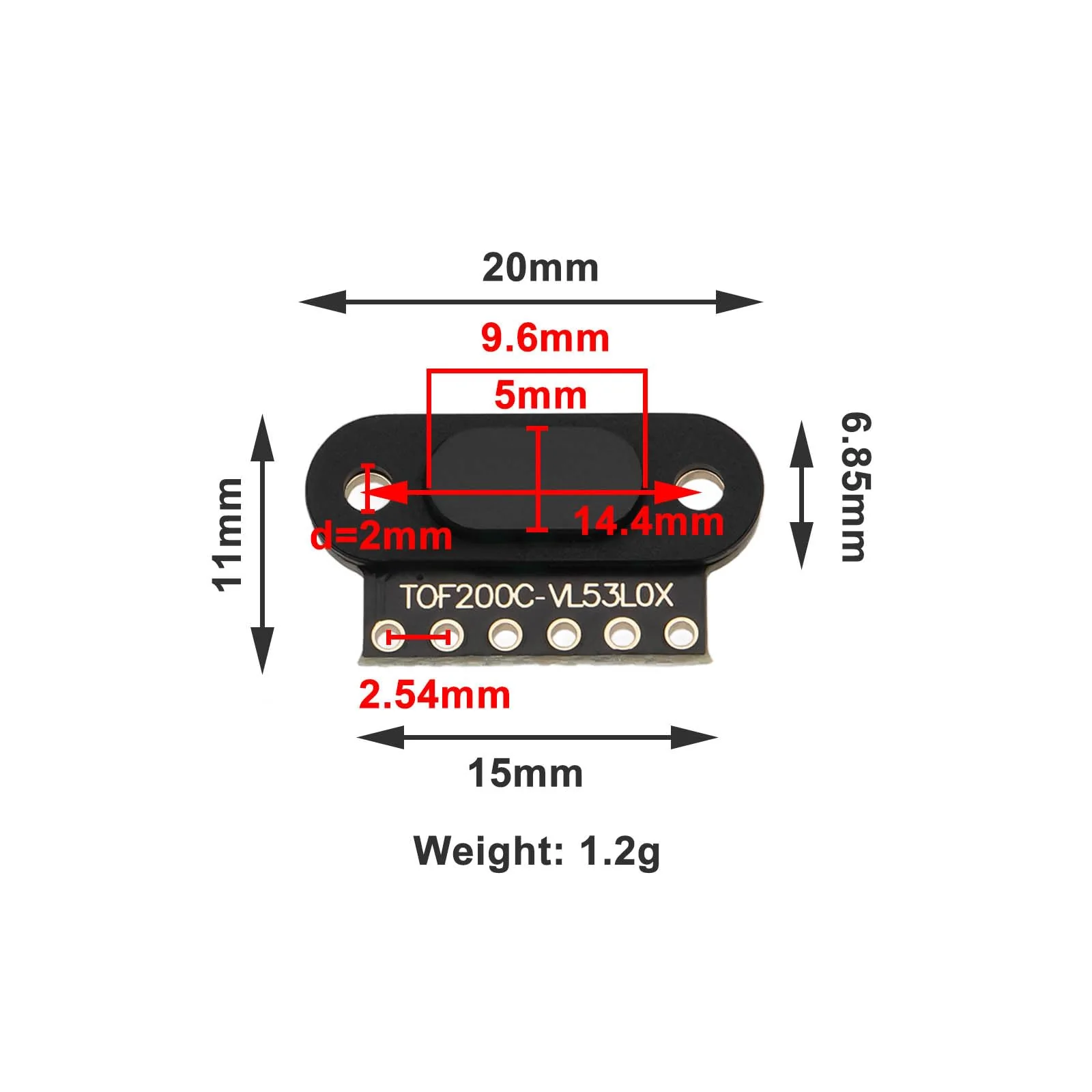 Create idea 1 Set Time of Flight TOF200C (2M) Laser Distance Sensor Module Compatible with ArduinoDEMO, Compatible with STM32 Demo (40mA 25°) - Image 4