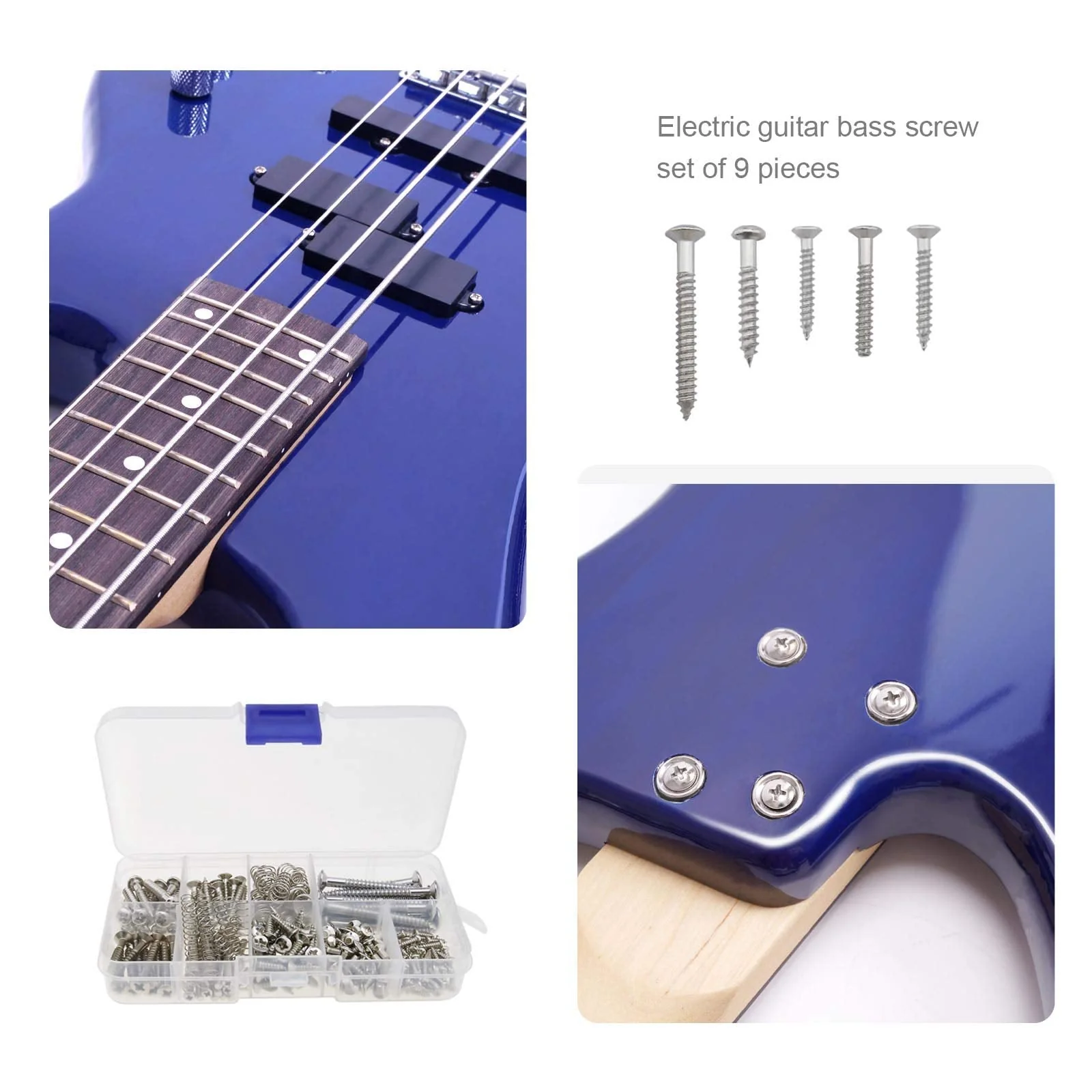 Create idea 149Pcs Guitar Screws Kit for Electric Guitar Bass Bridge Pickup Tuner Switch Neck Plate Pickguard with Storage Box 9 Types - Image 2