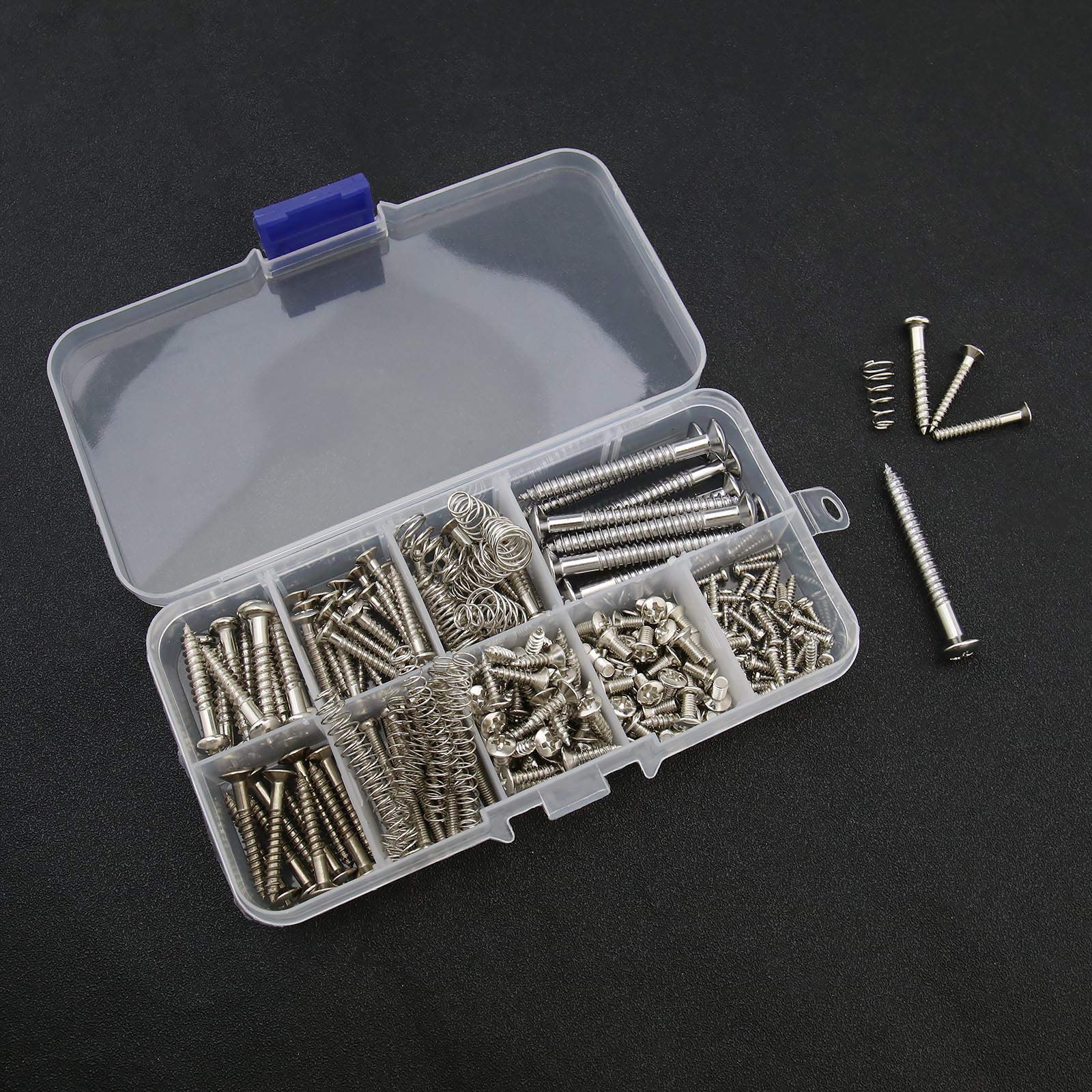 Create idea 149Pcs Guitar Screws Kit for Electric Guitar Bass Bridge Pickup Tuner Switch Neck Plate Pickguard with Storage Box 9 Types - Image 8