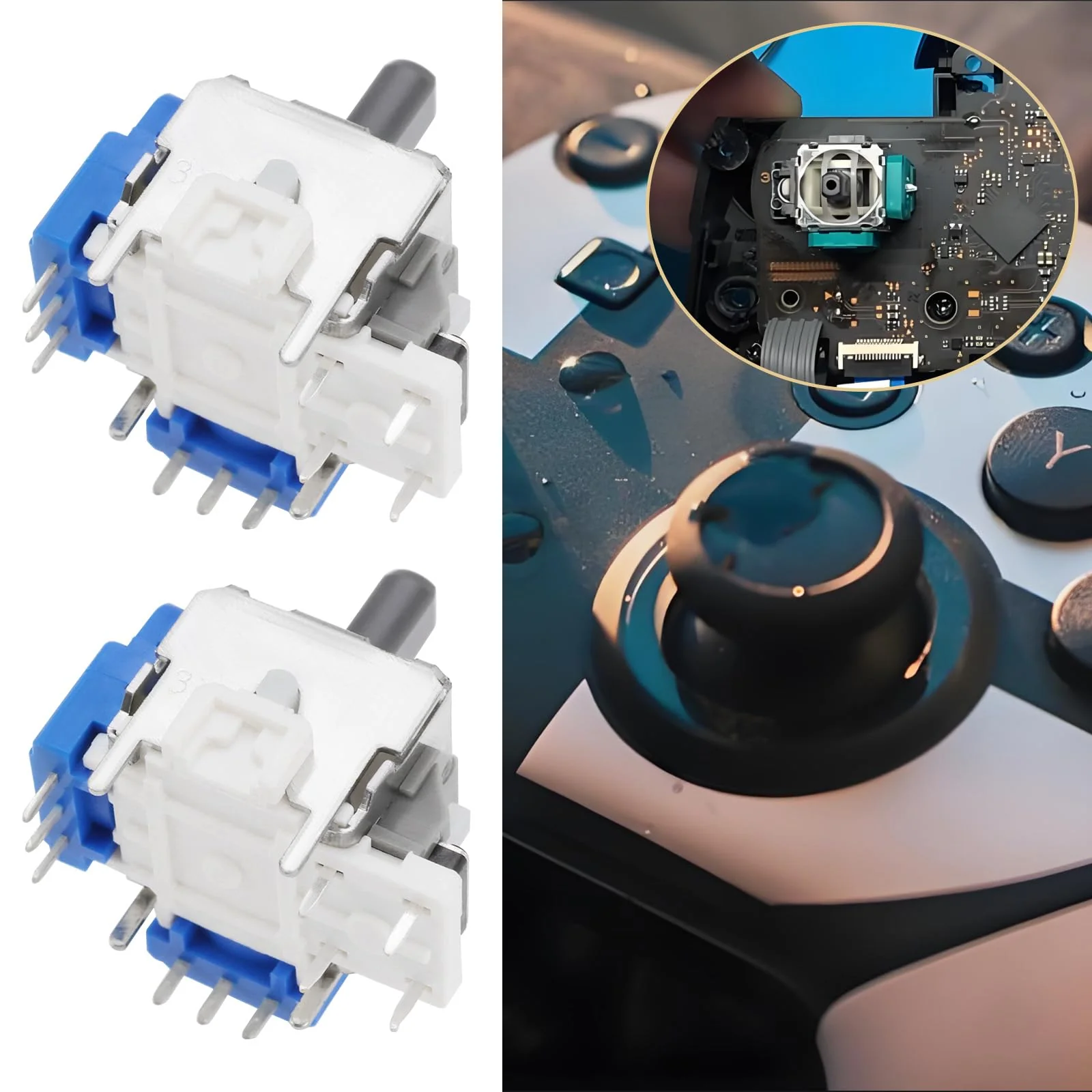Create idea 2pcs Hall Effect Replacement Stick V3 Module Compatible with Switch Pro Controller Magnetic Effect Drift Fix Sensor Module Blue - Image 3