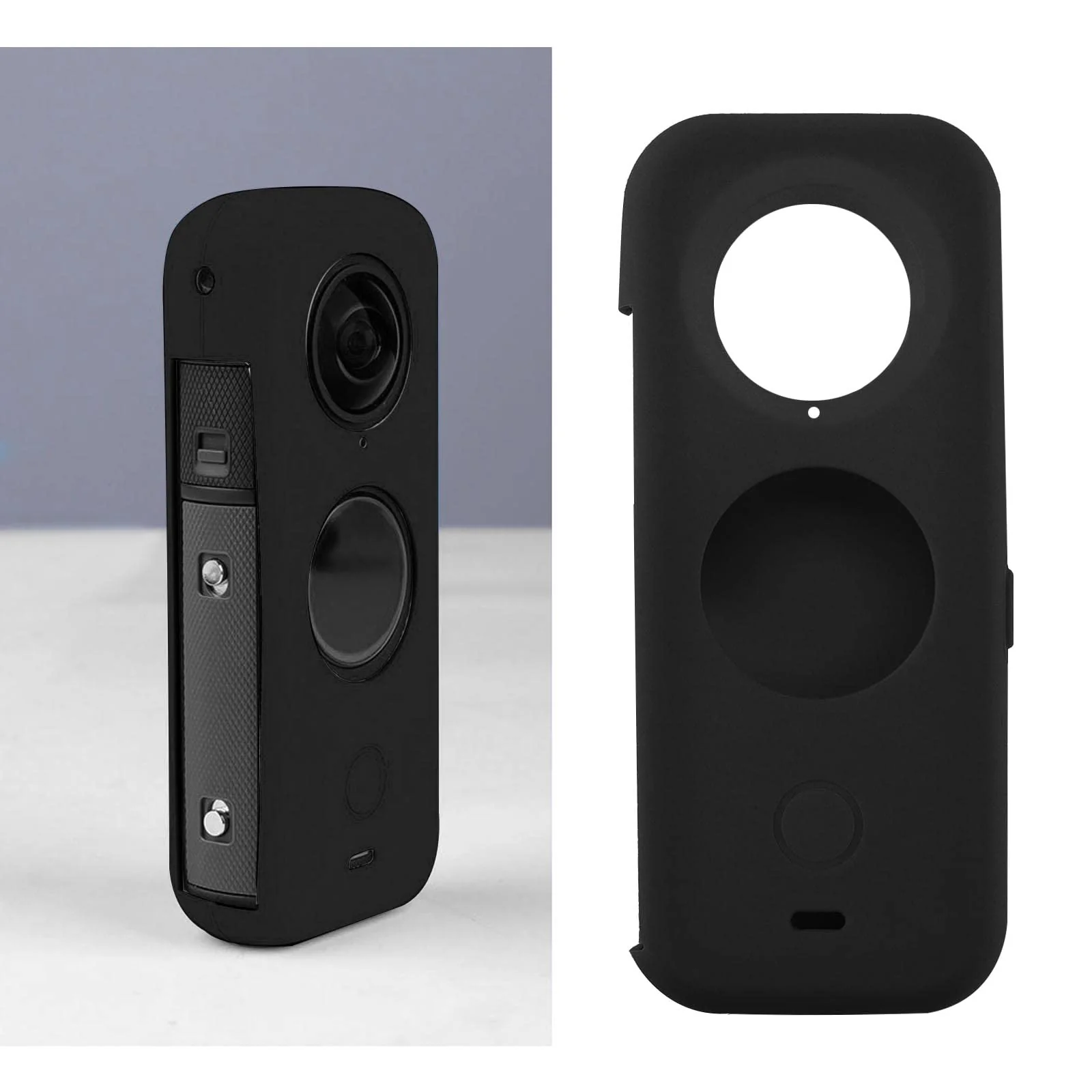 Create idea Set with 2Pcs Body Cover Protector Lens Cap Protector Replacement Compatible with Insta 360 ONE X2 Camera Silicone Camera Case Black - Image 2