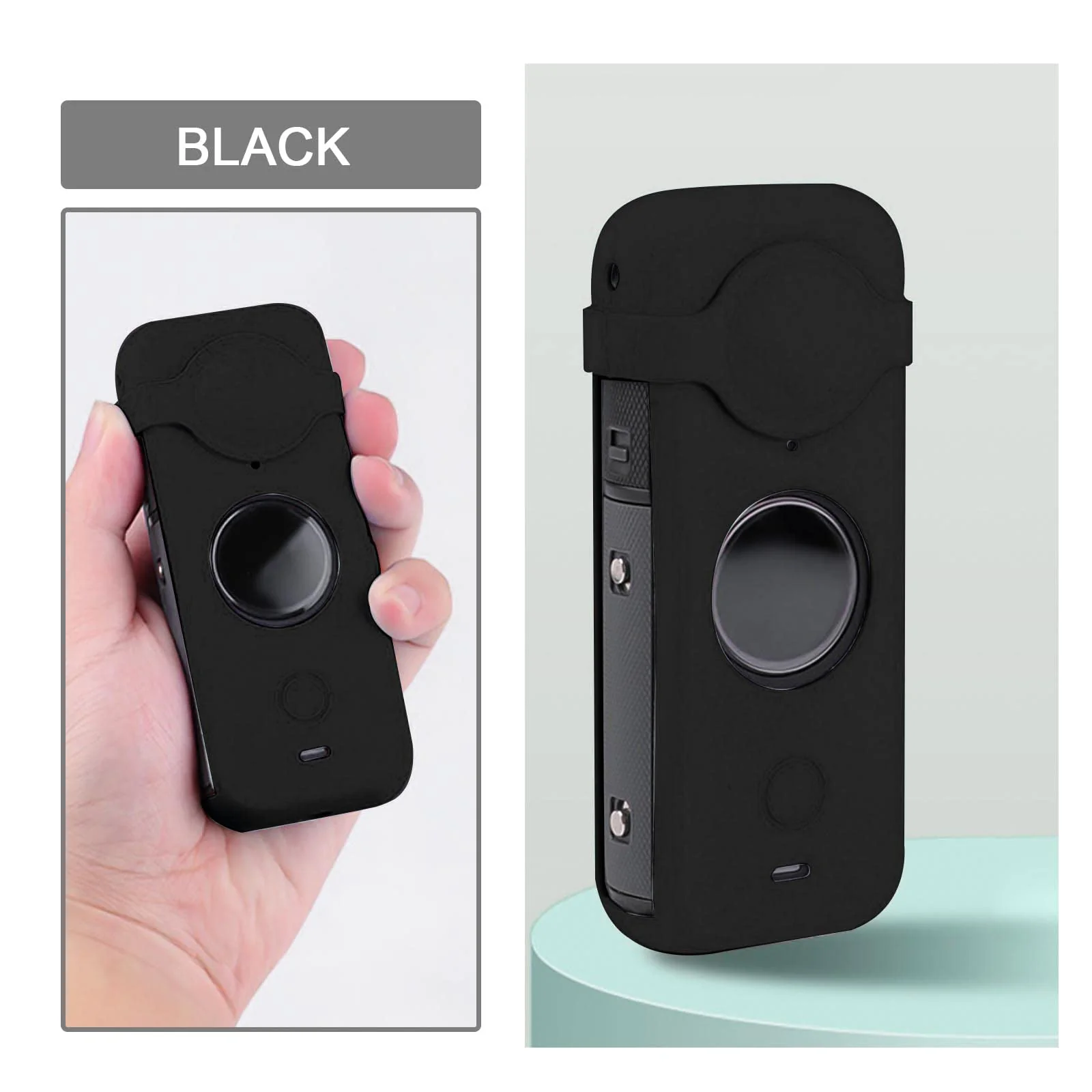 Create idea Set with 2Pcs Body Cover Protector Lens Cap Protector Replacement Compatible with Insta 360 ONE X2 Camera Silicone Camera Case Black - Image 4