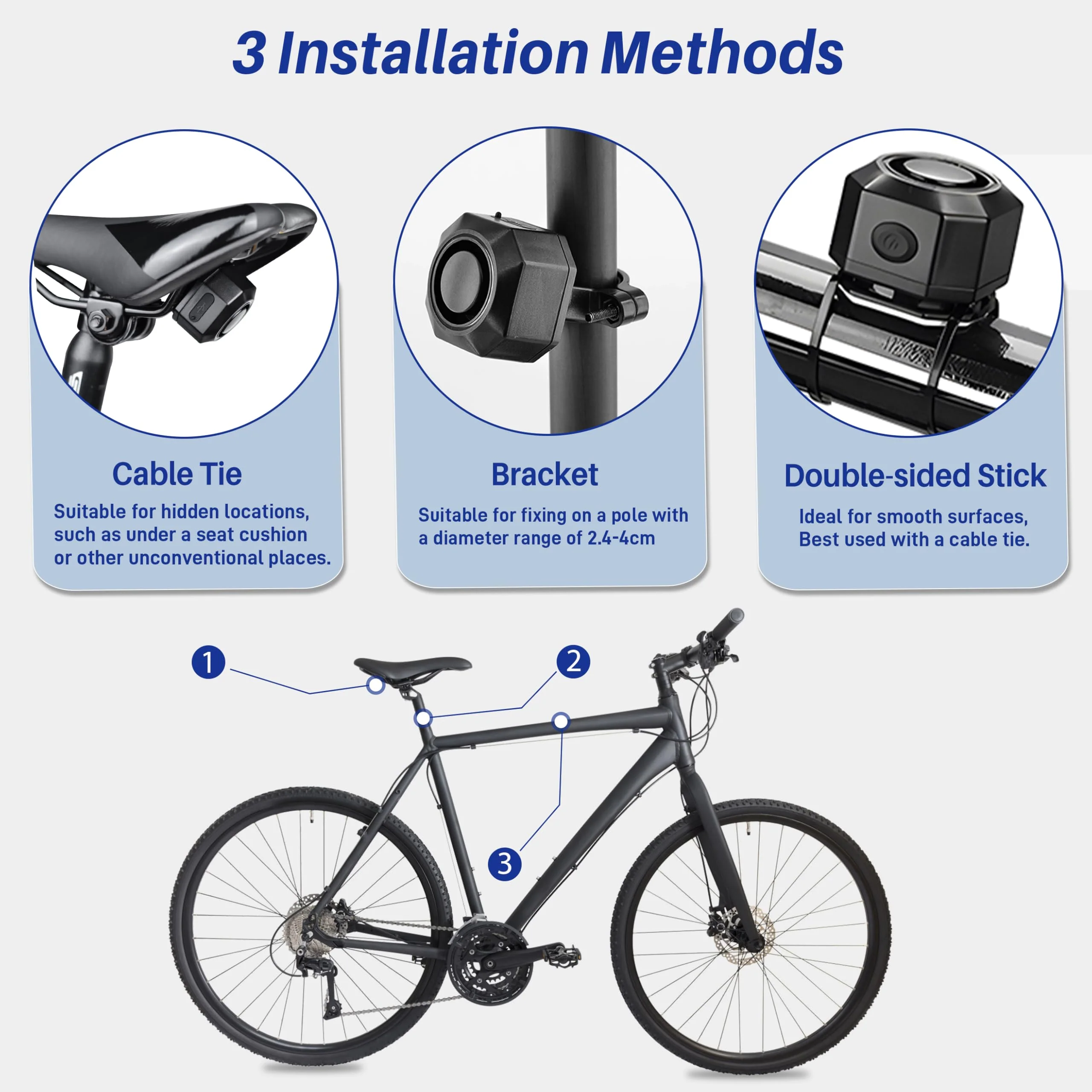 Cruxer Bike Alarm USB Rechargeable with Mount, Electric Bike Alarm with Remote Motion,Wireless Bicycle Security Anti Theft System,Waterproof Vibration Alarm for Ebike Motorcycle Scooter Car (1 Pack) Black-1 pack - Image 4