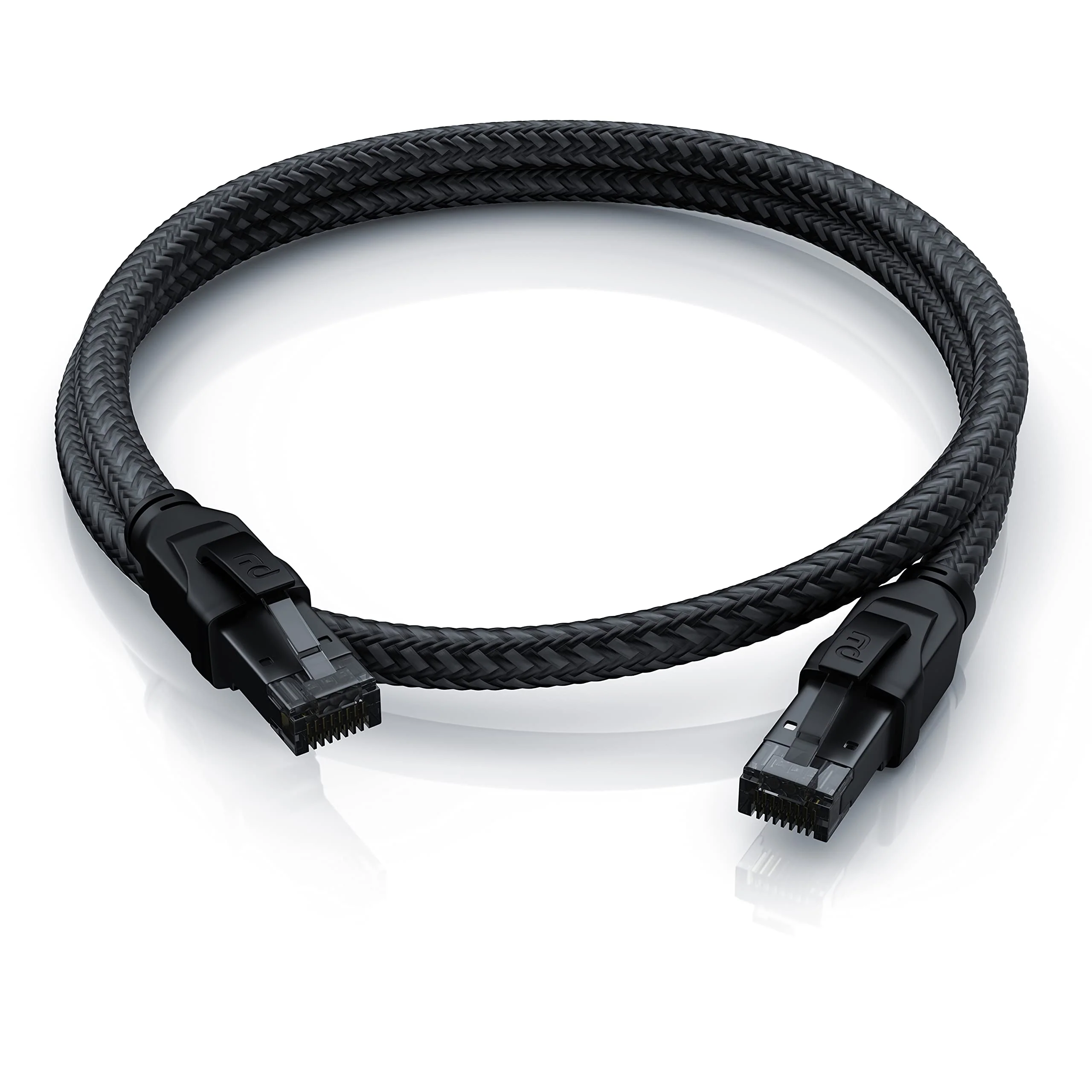 CSL CAT8.1 Network Cable 40 Gbits - 2 m - Cotton Jacket - Black Series - LAN Patch Cable RJ45 - CAT8 Gigabit Ethernet Cable - 40000 Mbits - S/FTP PIMF Shielding - Compatible with CAT6 CAT7 2,0m A: Round - Image 7