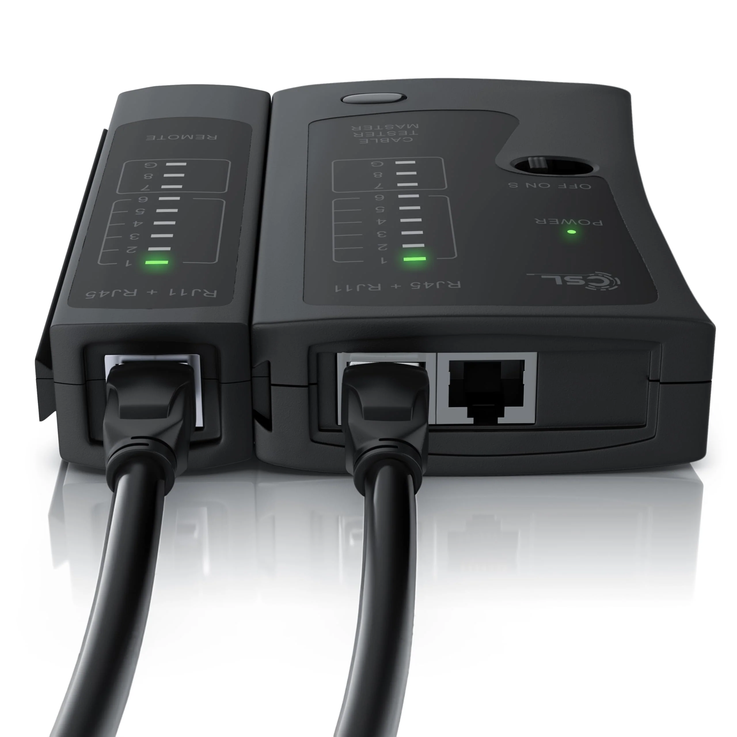 CSL - Network Tester - Network Cable Tester - for RJ45 and RJ11/12 (25)/14 Cable - Patch Cable Tester - LAN Network Cable Tester - 2 Speeds - Test LEDs for Precise Testing - Image 6