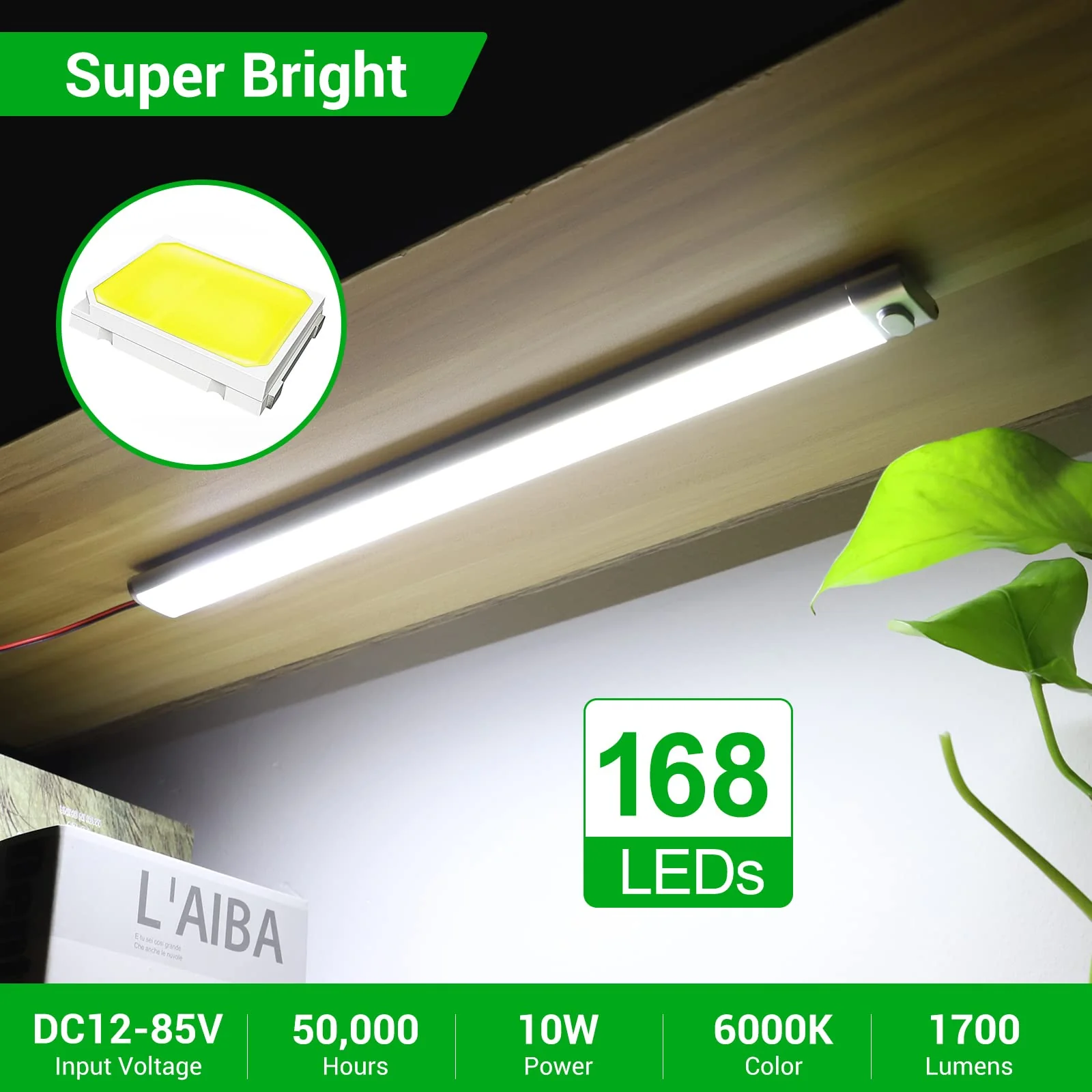CT CAPETRONIX 12v LED Interior Light Bar, 168LEDs 15.4IN 1700LM 10W, DC 12v Volt led Strip Lights with Switch, for Enclosed Cargo Trailer Car RV Van Truck Lorry Camper Boat Caravan Motorhome (6Pcs) 168LEDs-6PCS - Image 2