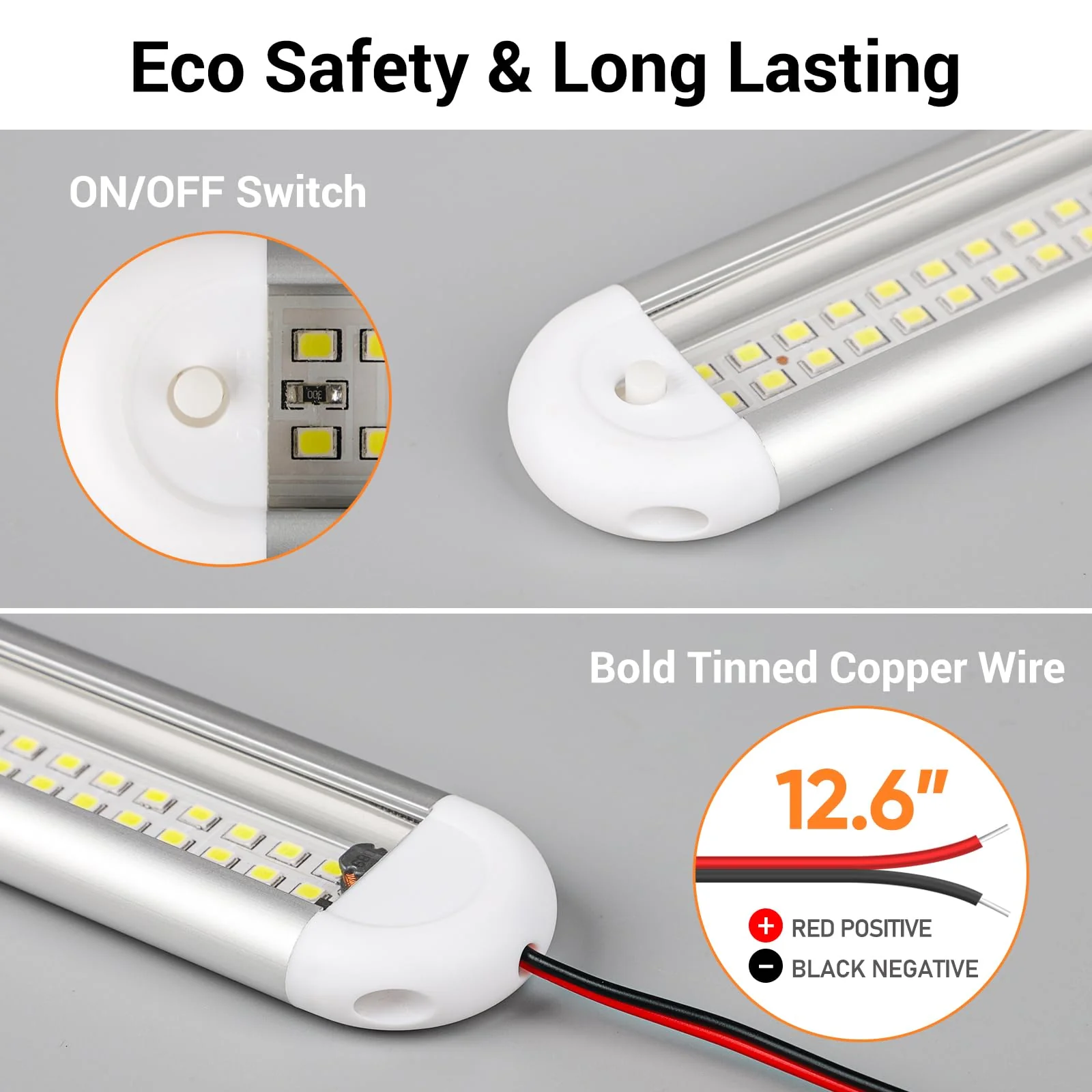 CT CAPETRONIX 12v Led Light Bar Strip, 80leds 1200LM 6.5W DC 12 Volt Led Strip Lights Fixtures with Switch, Enclosed Trailer Lights for RV Interior, Van, Truck Lorry, Camper, Boat, Caravan (8Pcs) 8PCS - Image 3