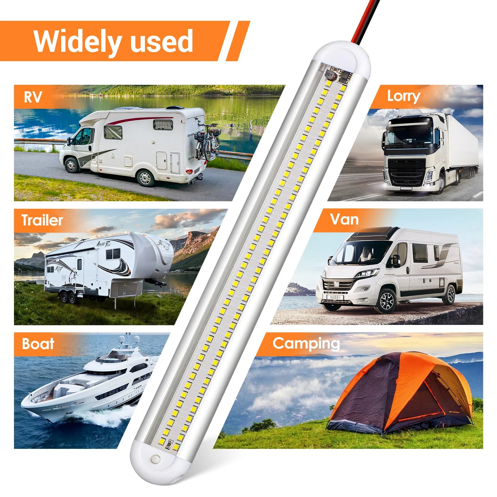 CT CAPETRONIX 12v Led Light Bar Strip, 80leds 1200LM 6.5W DC 12 Volt Led Strip Lights Fixtures with Switch, Enclosed Trailer Lights for RV Interior, Van, Truck Lorry, Camper, Boat, Caravan (8Pcs) 8PCS - Image 7