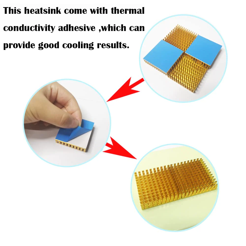 CTRICALVER Aluminium Heatsink, Black Radiator Cooling Radiator 40 mm x 40 mm x 11 mm with Thermal Adhesive (4 Pieces) - Image 3